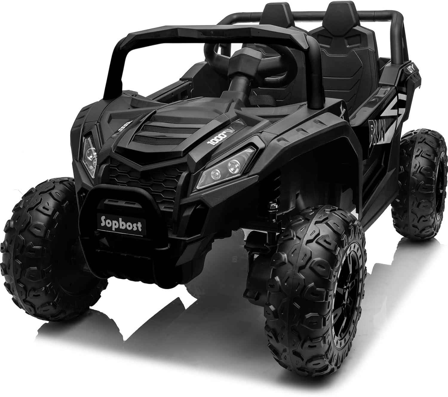 24V Black Off-Road UTV Ride-On Car with Remote Control