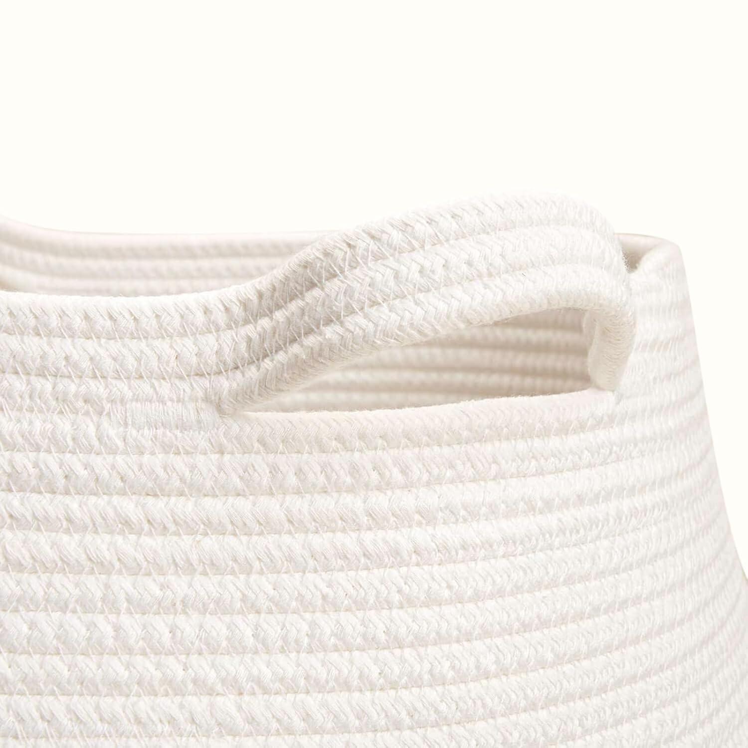 AivaToba Cotton Rope Basket, 22” x 14” Blanket Basket for Living Room, Woven Baby Laundry Baskets with Handles for Toys, Storage, XXXLarge Basket for Organizing
