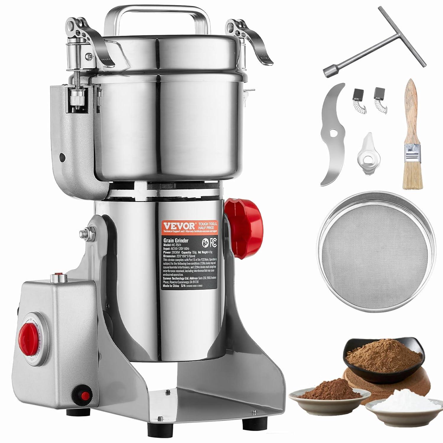 VEVOR 750g Commercial Spice Grinder Electric Grain Mill Grinder High Speed