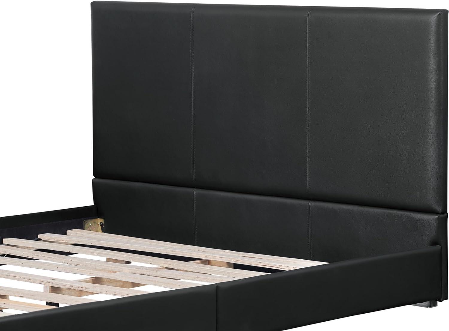 Camden Isle Abbey Platform Bed | Upholstered | Low Profile | Queen, Black