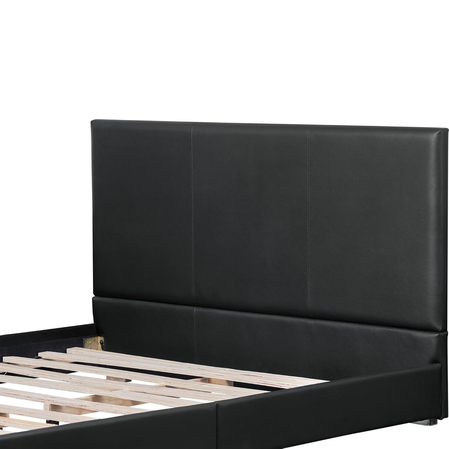 Camden Isle Abbey Platform Bed | Upholstered | Low Profile | Queen, Black