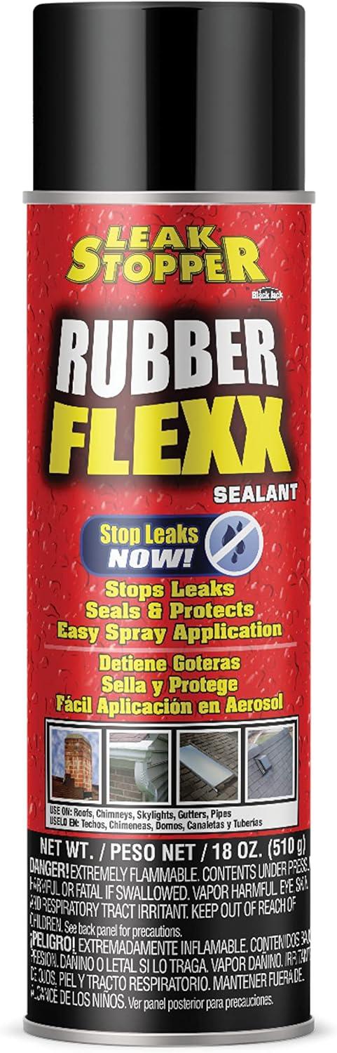 Leak Stopper Rubber Flexx - 15oz Waterproof Repair & Sealant Spray, Black, 1 Pack