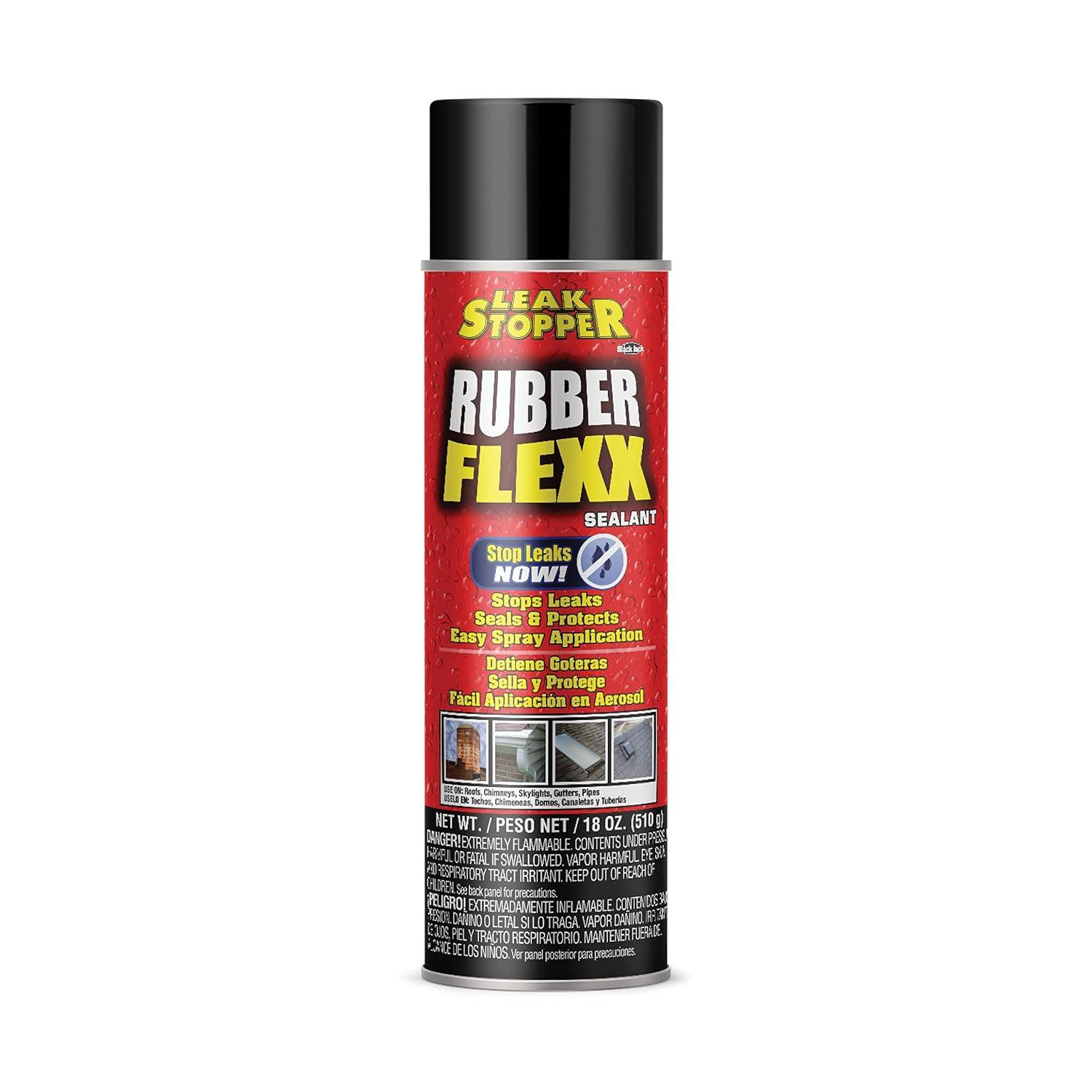 Leak Stopper Rubber Flexx - 15oz Waterproof Repair & Sealant Spray, Black, 1 Pack