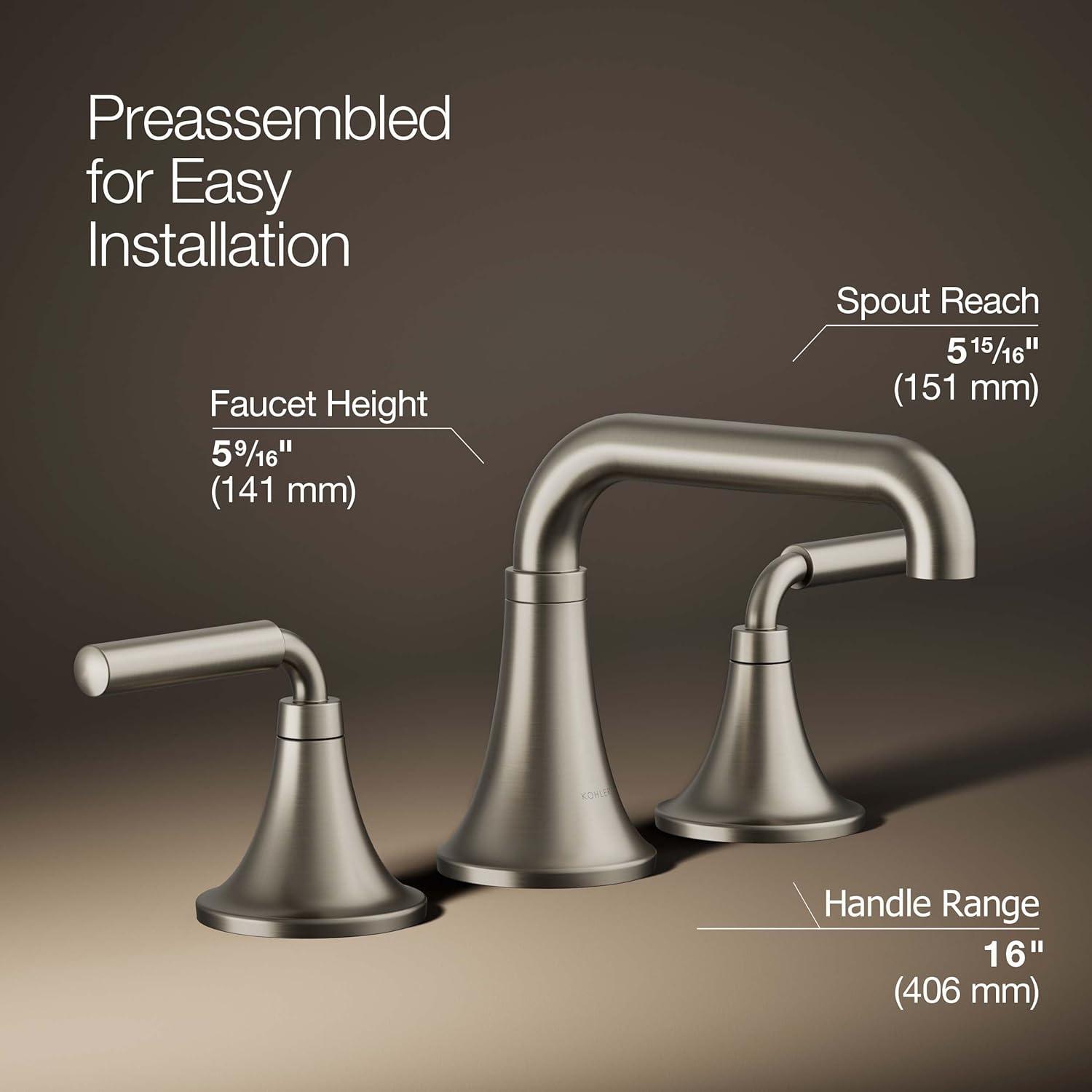 Tone Widespread Bathroom Sink Faucet, Three-Hole Bathroom Faucet with Clicker Drain, 1.2 GPM