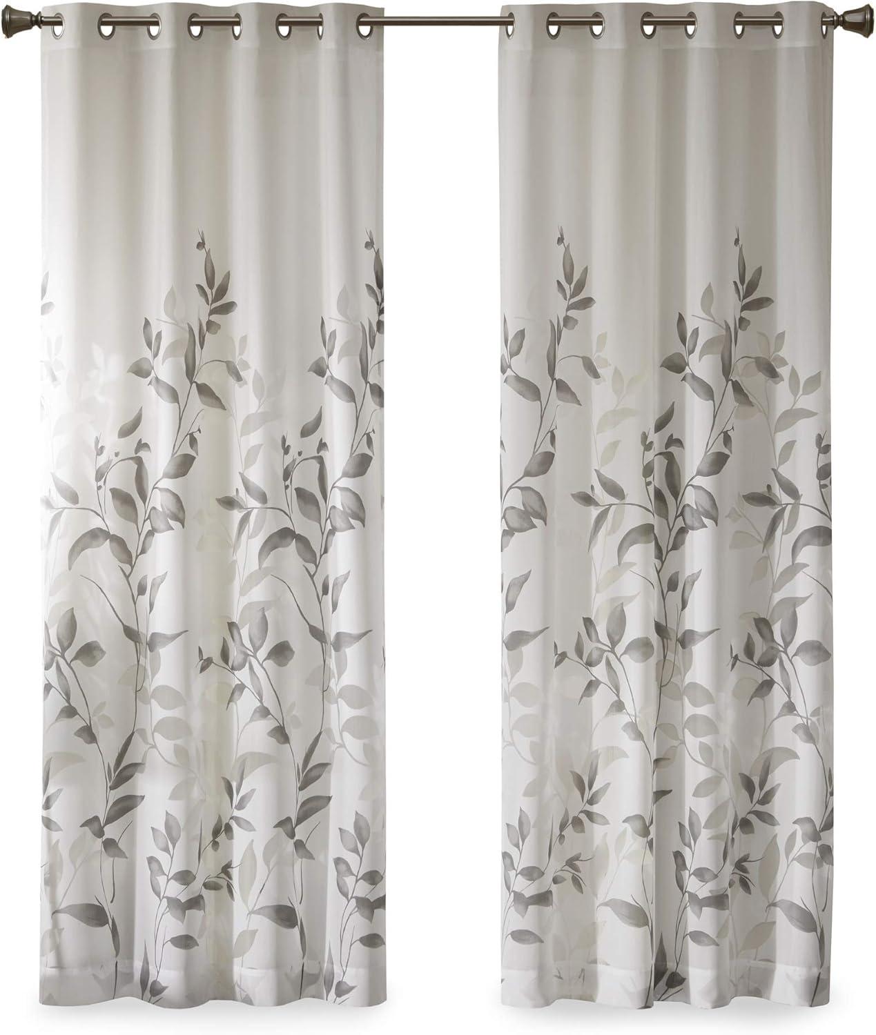 50"x84" Madison Park Sheer Rosalie Burnout Printed Curtain Panel