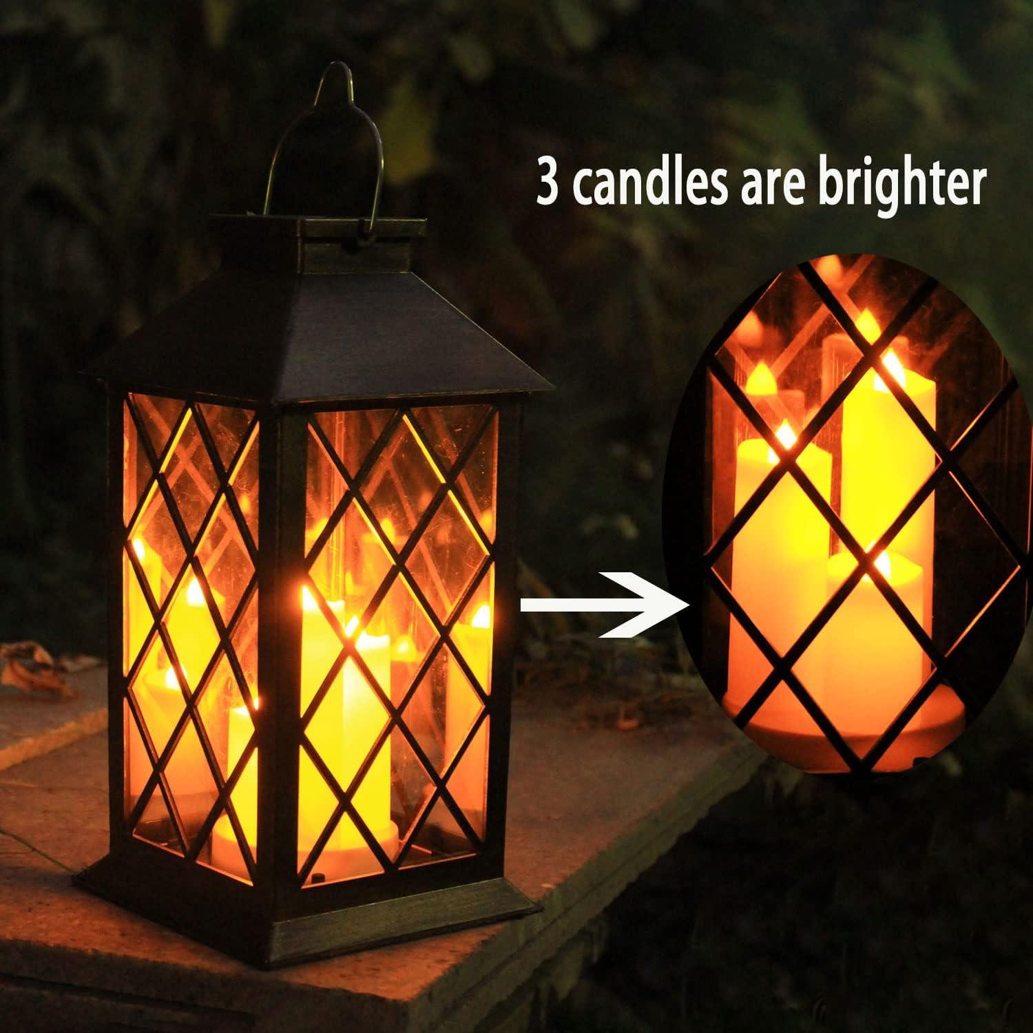 Black Solar Powered LED Flameless Garden Lantern