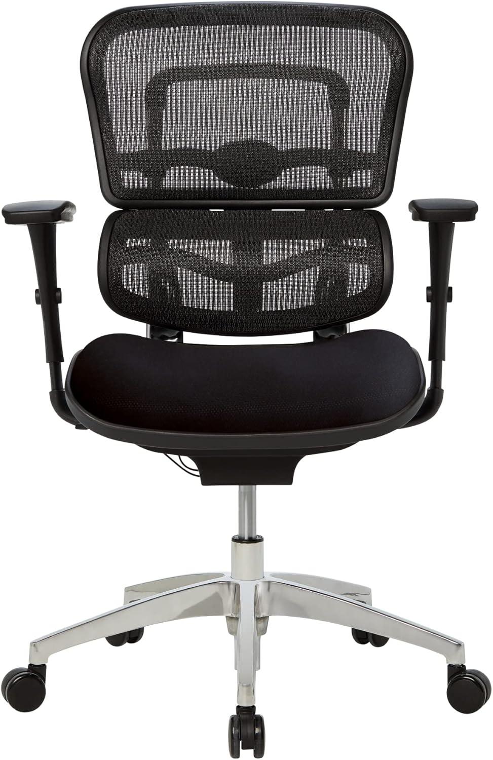 Black Mesh and Fabric Mid-Back Swivel Executive Chair