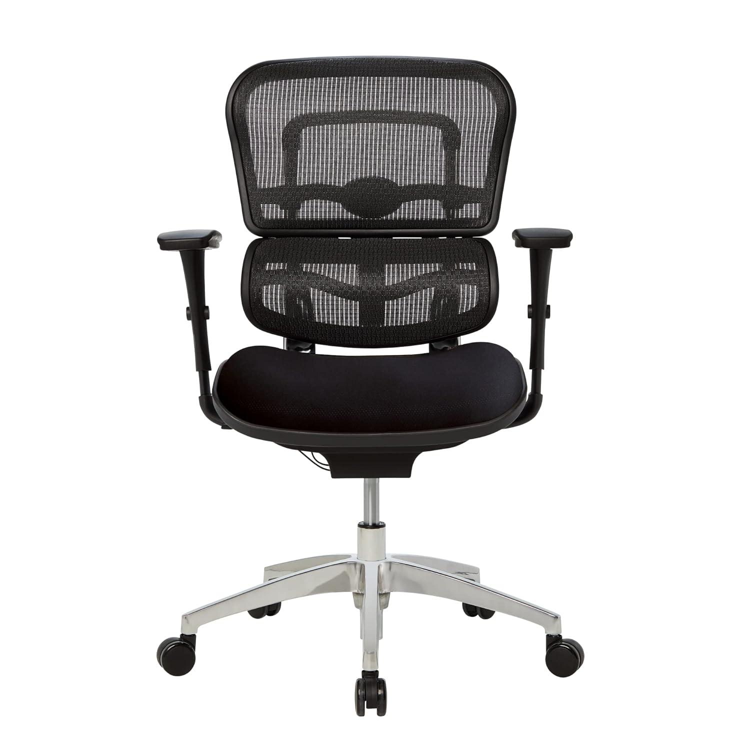 Black Mesh and Fabric Mid-Back Swivel Executive Chair