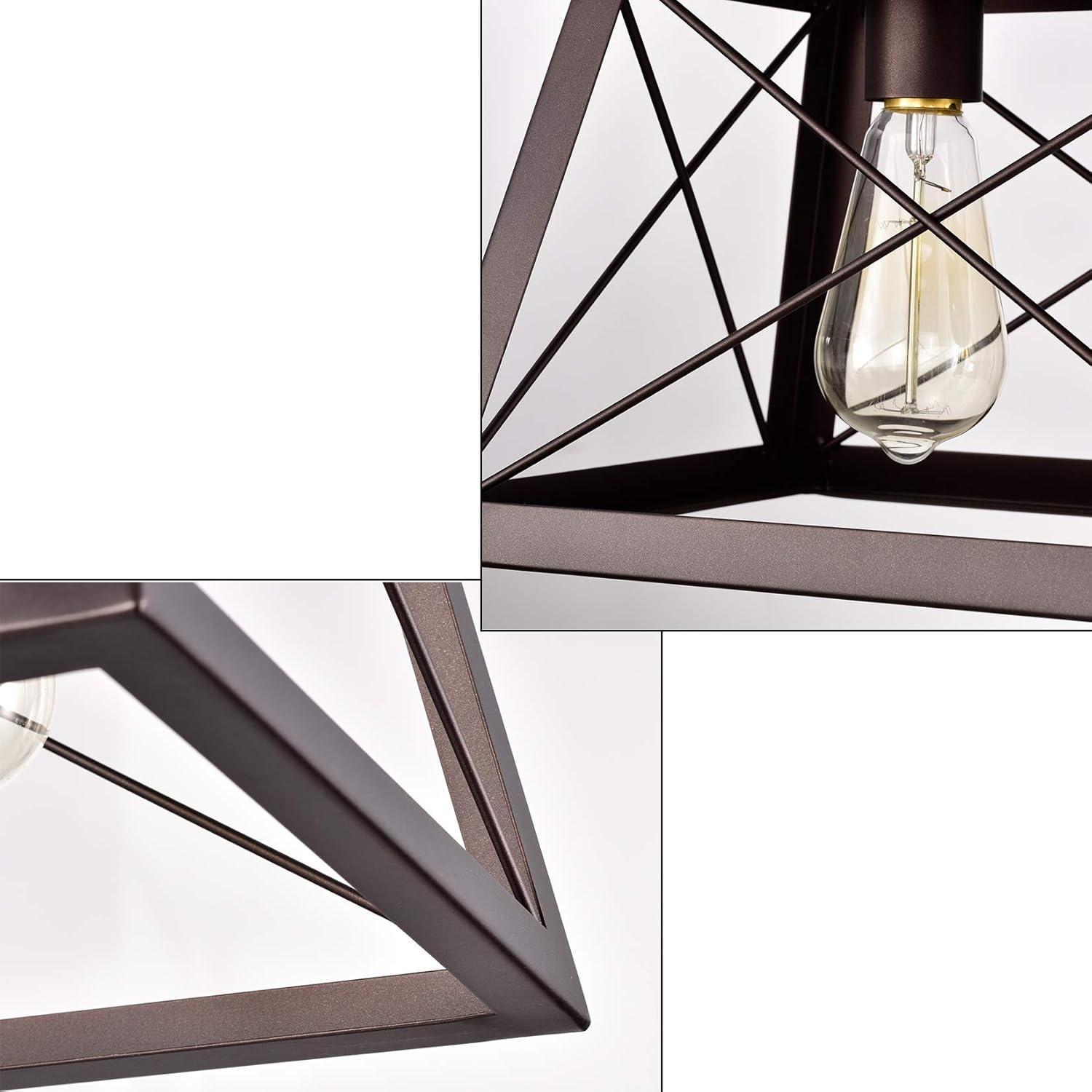 Progress Lighting Briarwood 5-Light Linear Chandelier, Antique Bronze, Faux-Painted Wood Enclosure