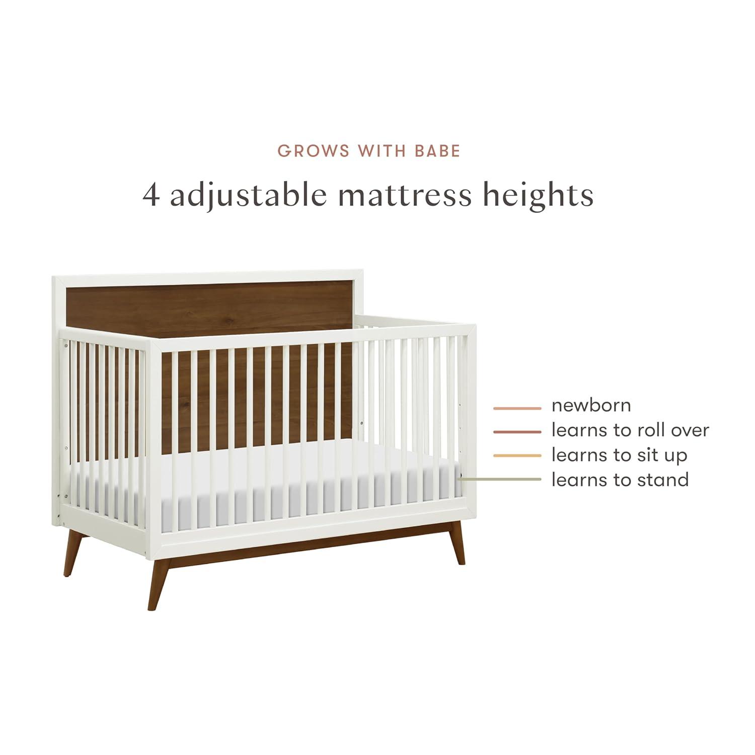 Babyletto Palma Mid-Century 4-in-1 Convertible Crib with Toddler Bed Conversion Kit