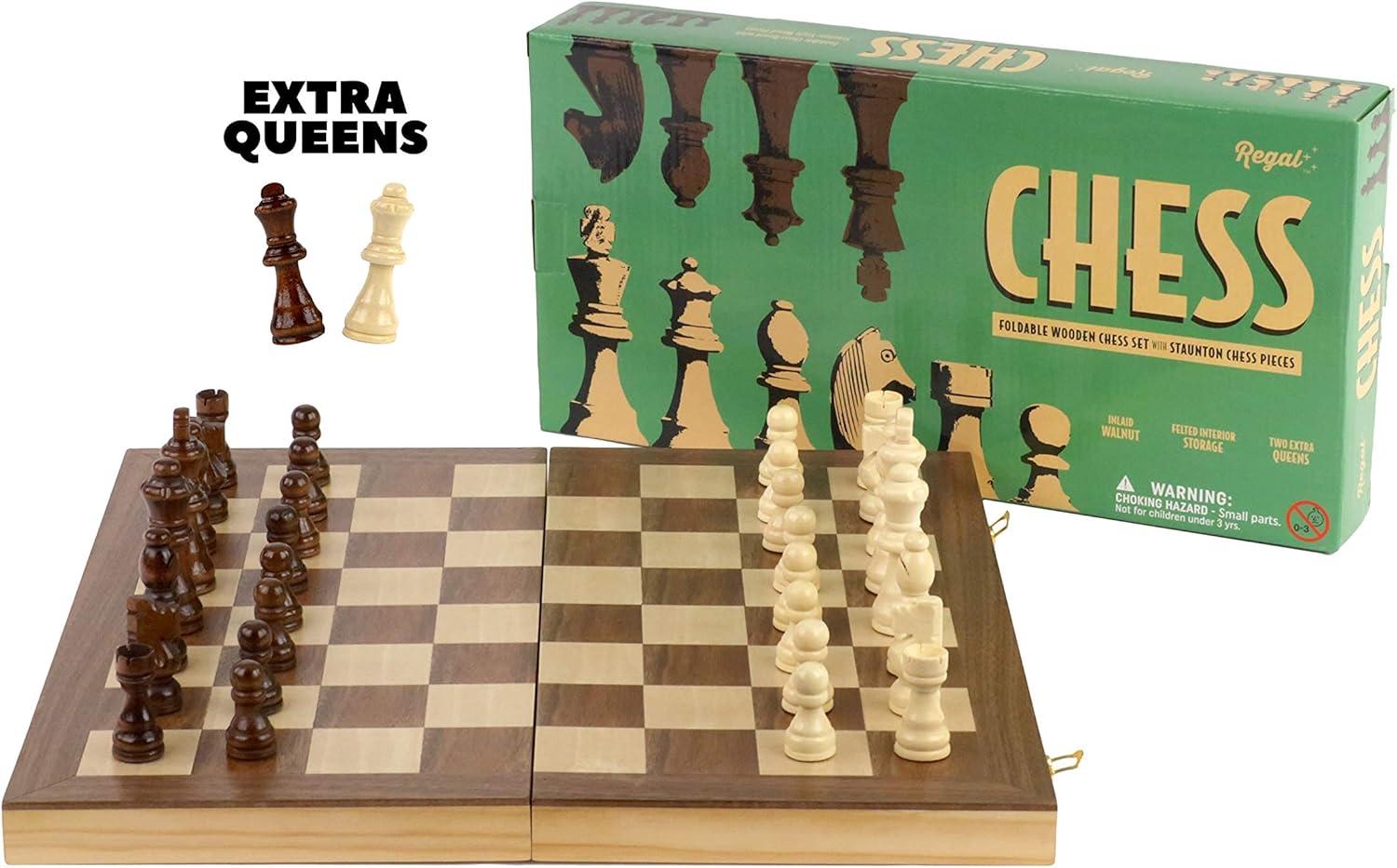 Regal Games Deluxe Chess Set with Extra Queens, Durable Construction, Ideal for Travels