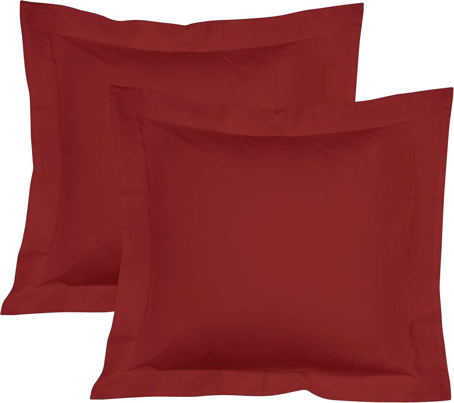 Mellanni Pillow Shams Set of 2 - Iconic Collection Decorative Pillow Covers / Cases 20"x26" with 2" Flange - Standard Size, Burgundy