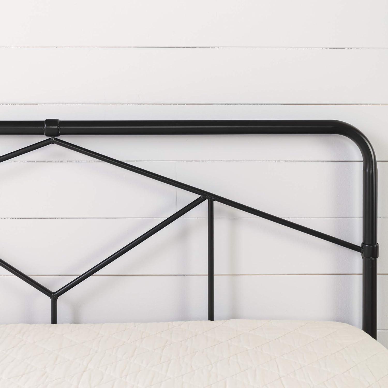 Sazena Full Matte Black Geometric Metal Platform Bed