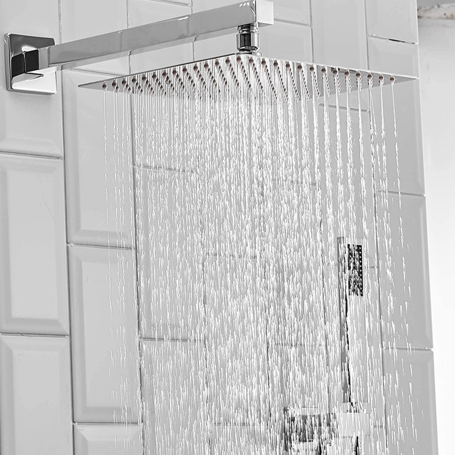 10-Inch Polished Chrome Square Rain Shower System with Handheld