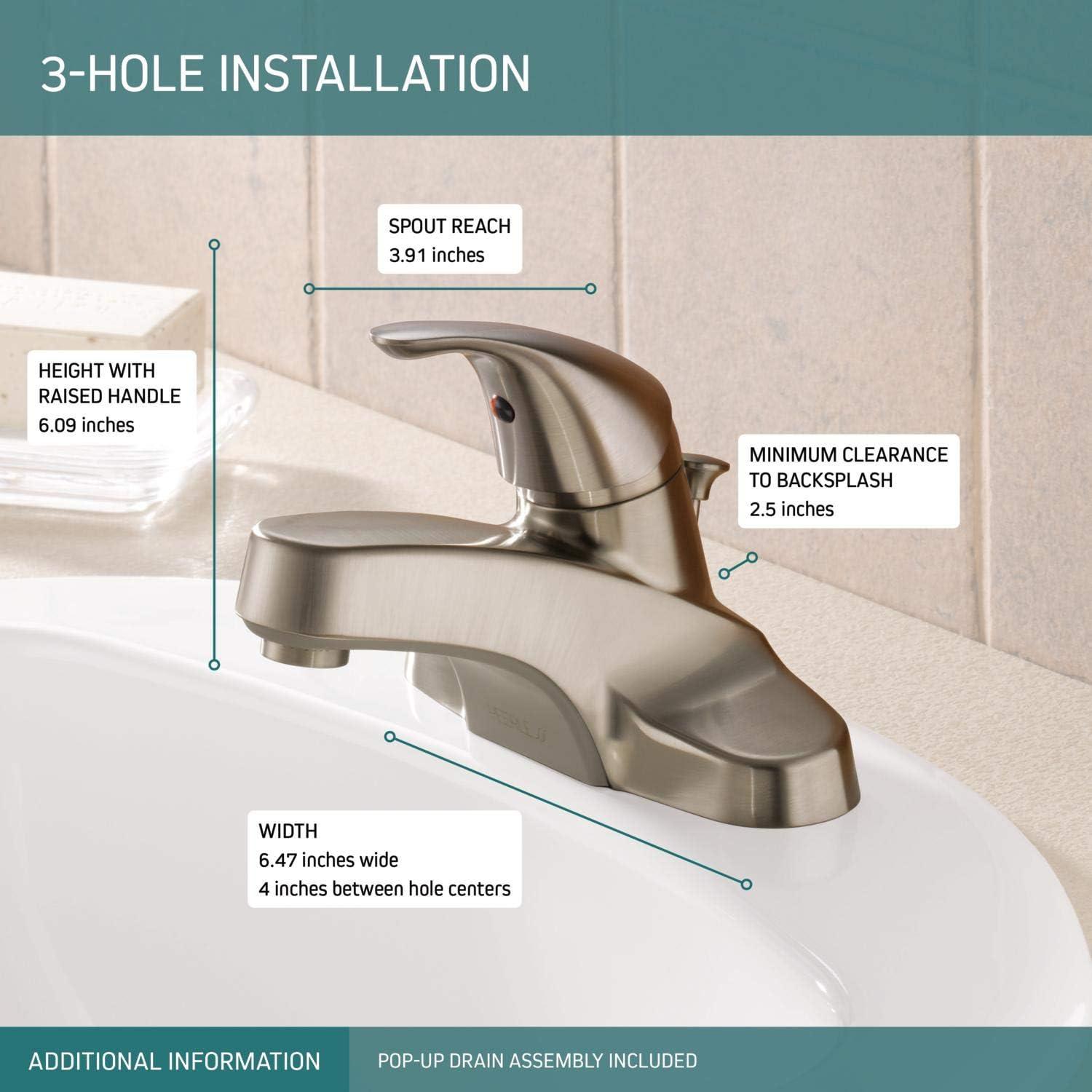 Core Centerset Bathroom Faucet with Drain Assembly, 2-handle Bathroom Sink Faucet
