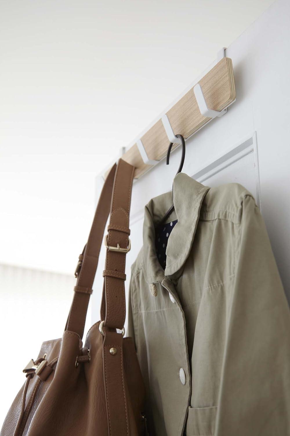 Yamazaki Home Ply Over The Door Hooks - Hanging Coat Rack, Wood, Over-the-Door