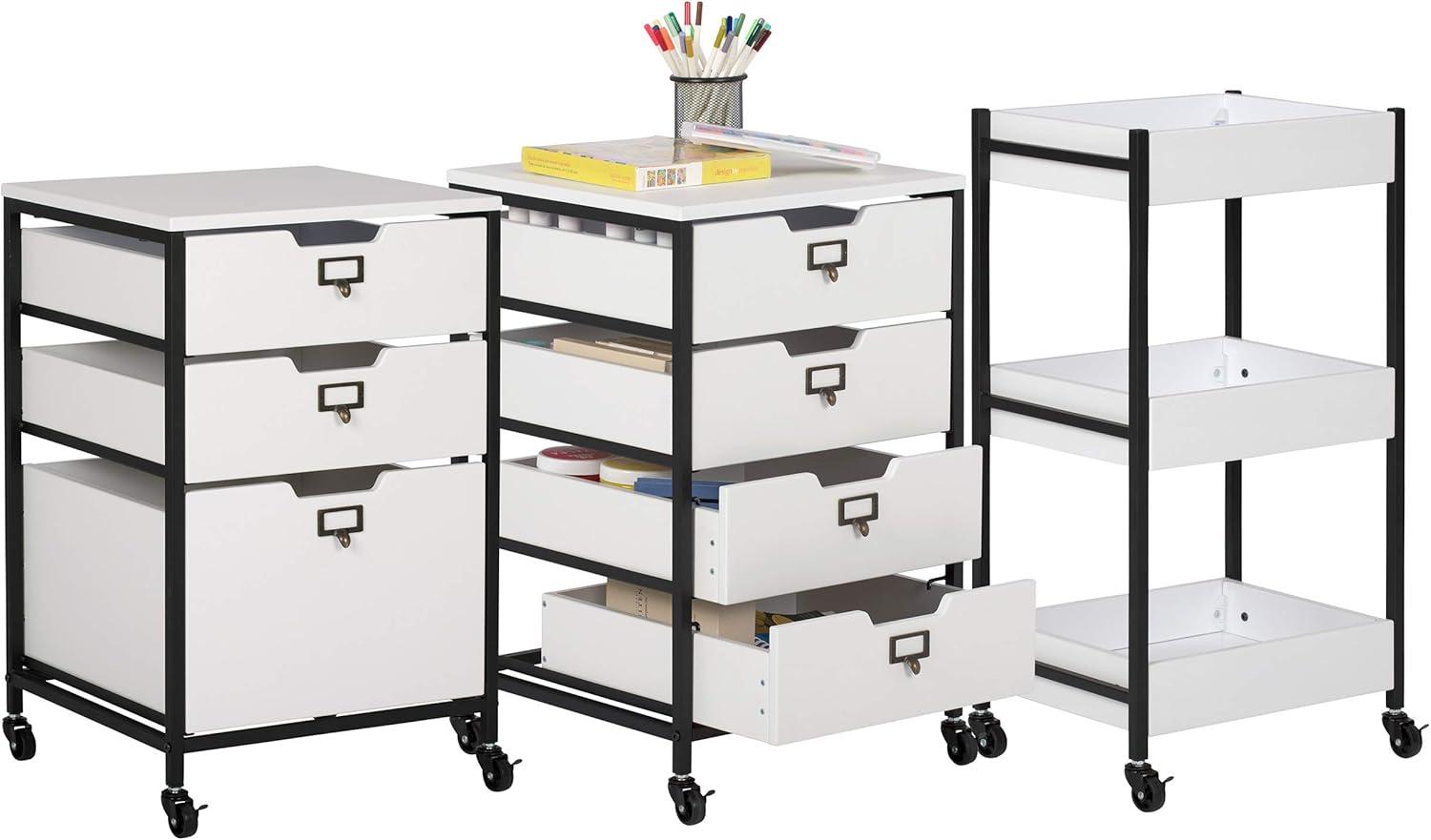 Sew Ready 3-Drawer Mobile Organizer in Charcoal/White