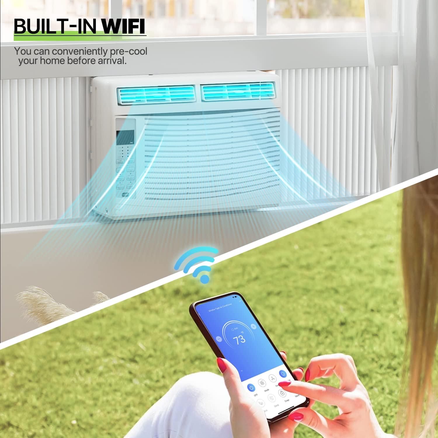 Bring Home Furniture 8000 BTU Smart Window Air Conditioner with WiFi/App Control & Energy Star 24H Scheduling & Remote Included Cools 350 Sq.Ft. for Bedroom Living Room