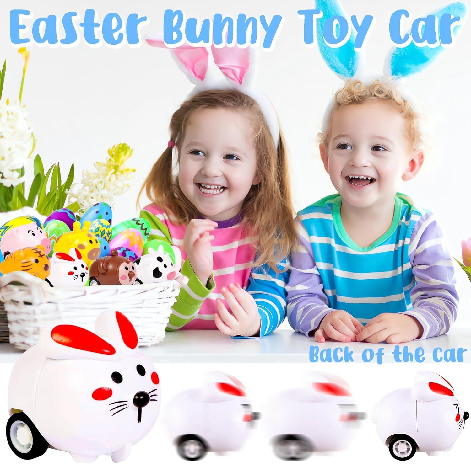 48 Pack Easter Egg Fillers, Basket Stuffers with Assorted Squishies and Stampers,Easter Party Favors, Egg Hunt, Gift Classroom Prize for Kids Boys Girls