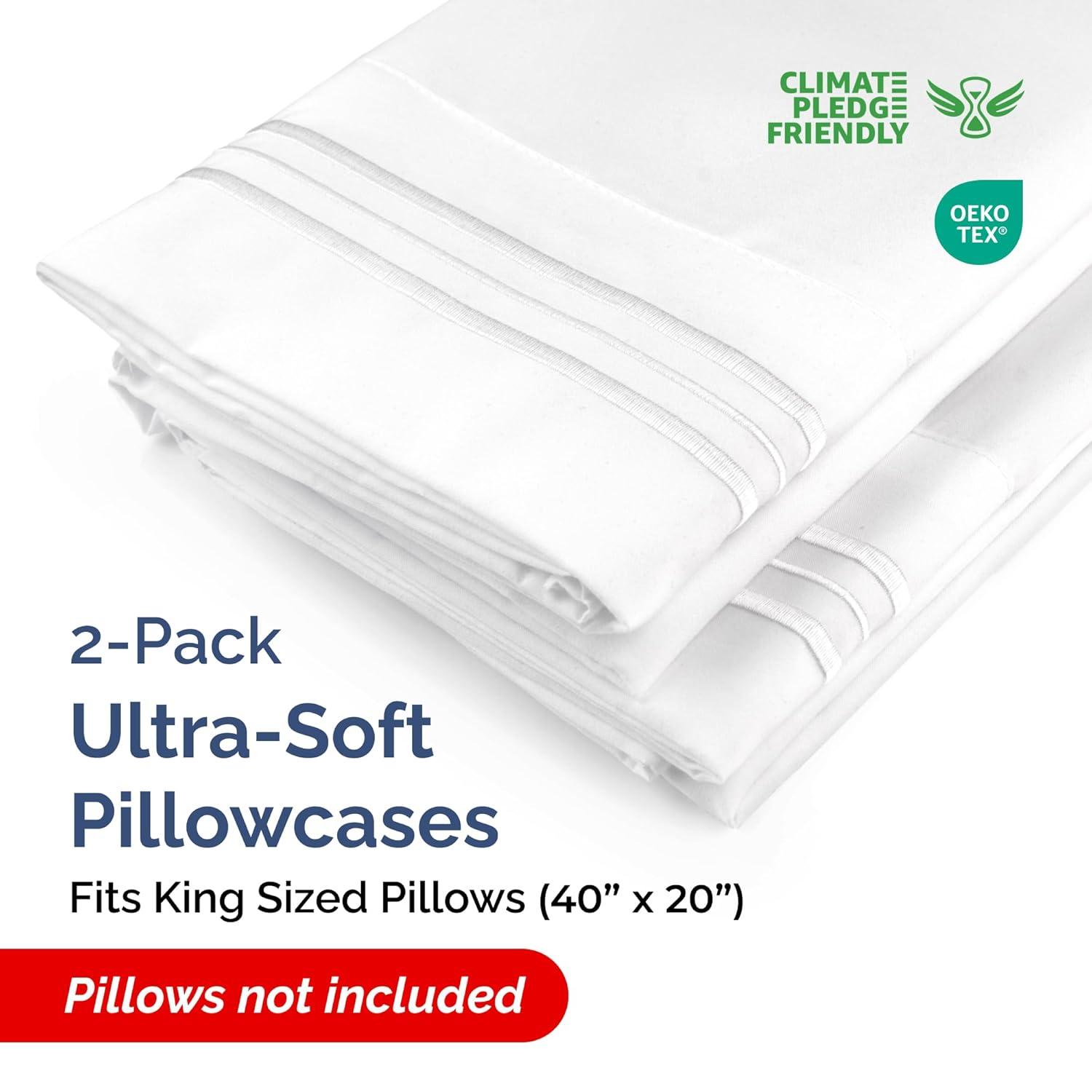 CGK Linens Hotel Quality Microfiber Pillowcase Covers (Set of 2)