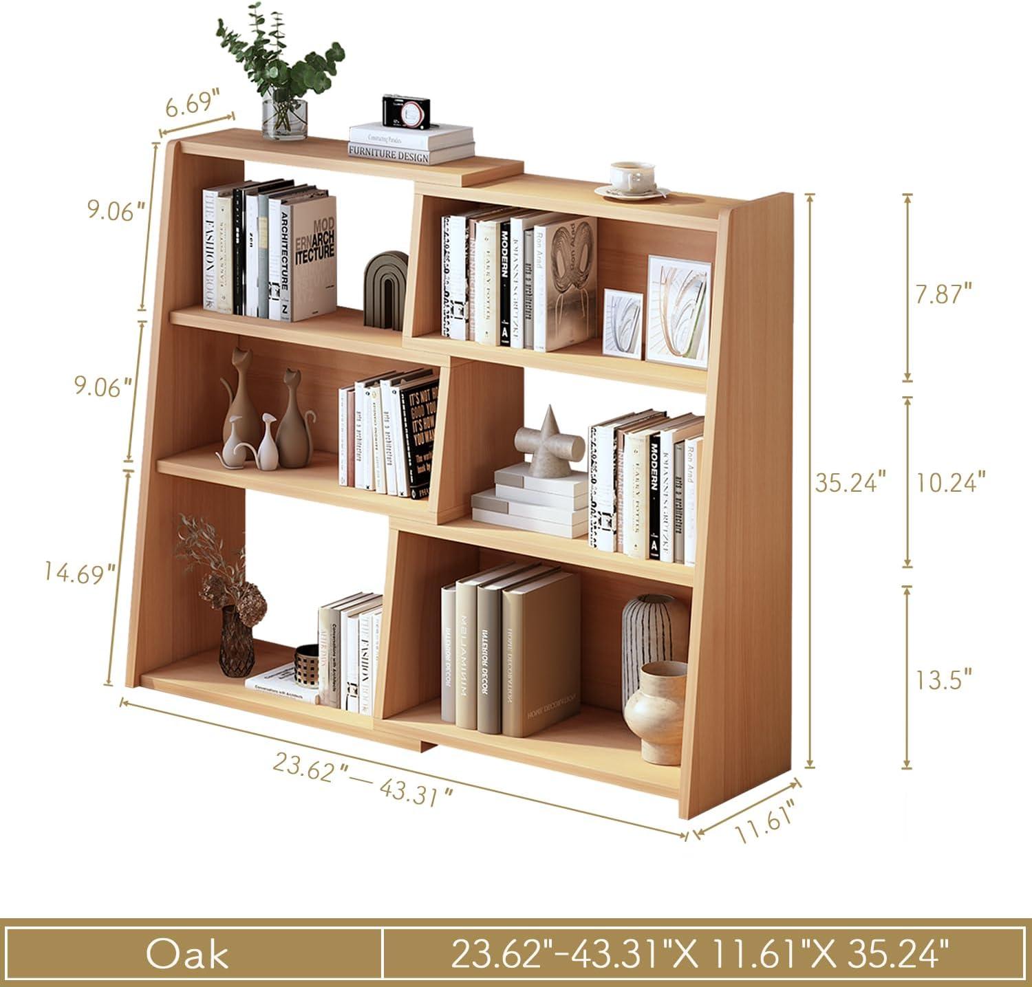 Latitude Run® Wooden Extendable Shelf Bookcase - 3-Tier Ladder Low Short Bookshelf For Small Space Or Corner