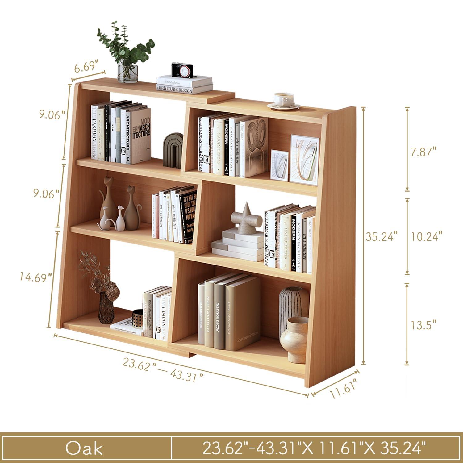 Latitude Run® Wooden Extendable Shelf Bookcase - 3-Tier Ladder Low Short Bookshelf For Small Space Or Corner