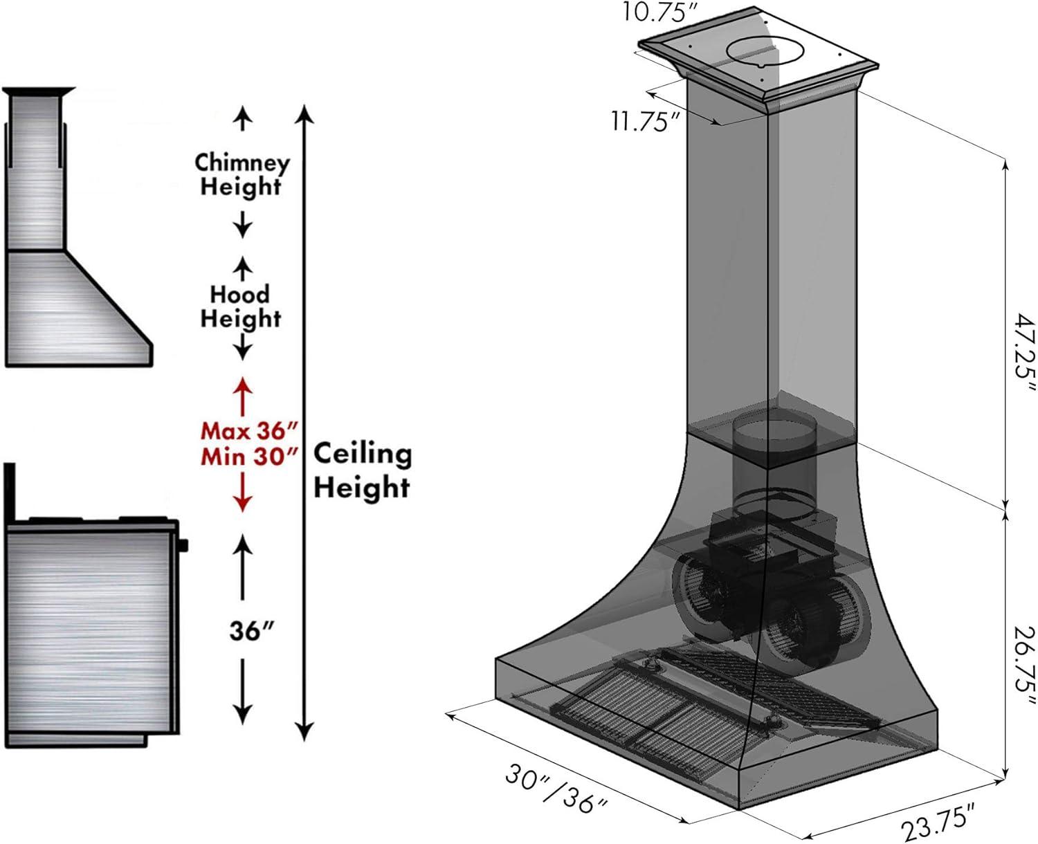 ZLINE 30" Designer Series Fingerprint Resistant Stainless Steel Ducted Wall Range Hood (8632S-30)