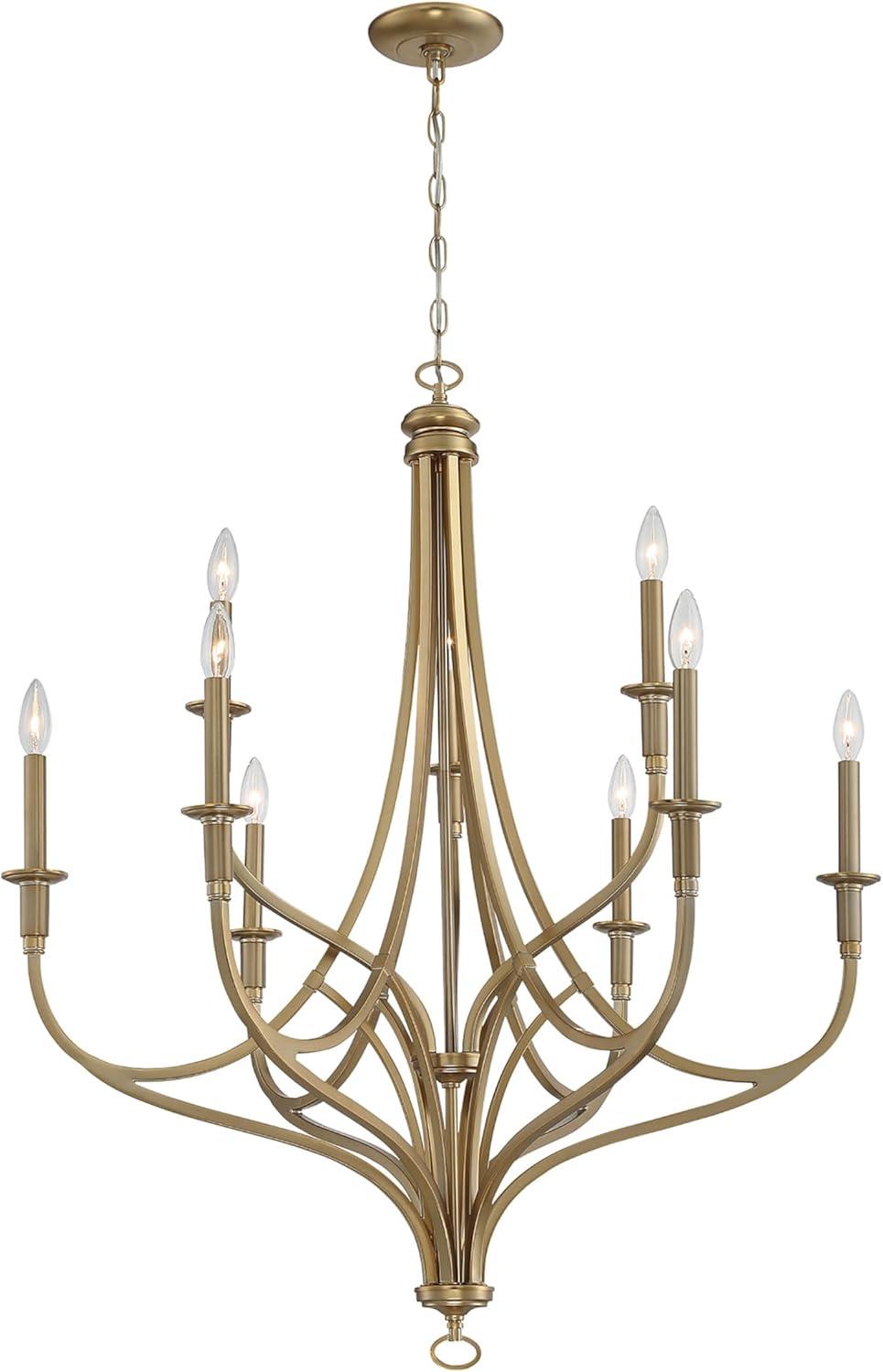 Minka Lavery Brushed Honey Gold Chandelier 34" Wide Modern 9-Light Fixture for Dining Room House Foyer Kitchen Entryway Bedroom