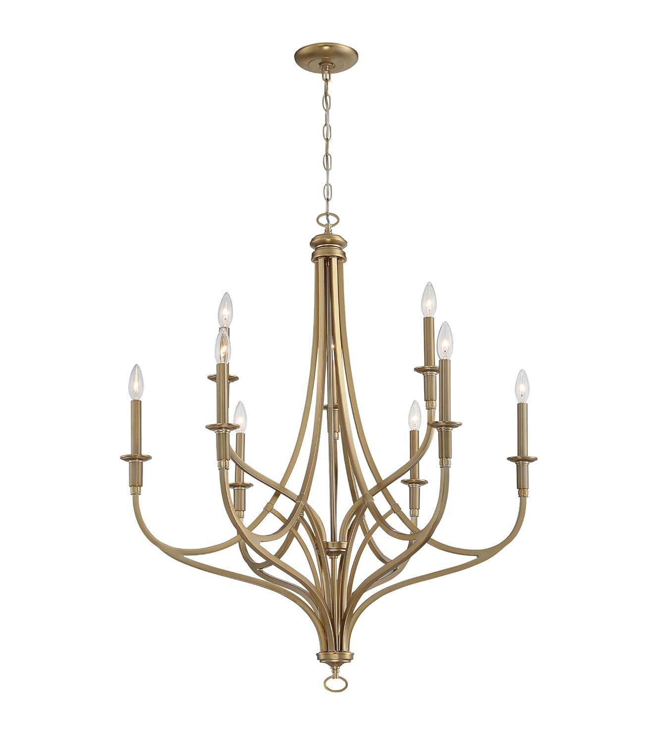 Minka Lavery Brushed Honey Gold Chandelier 34" Wide Modern 9-Light Fixture for Dining Room House Foyer Kitchen Entryway Bedroom