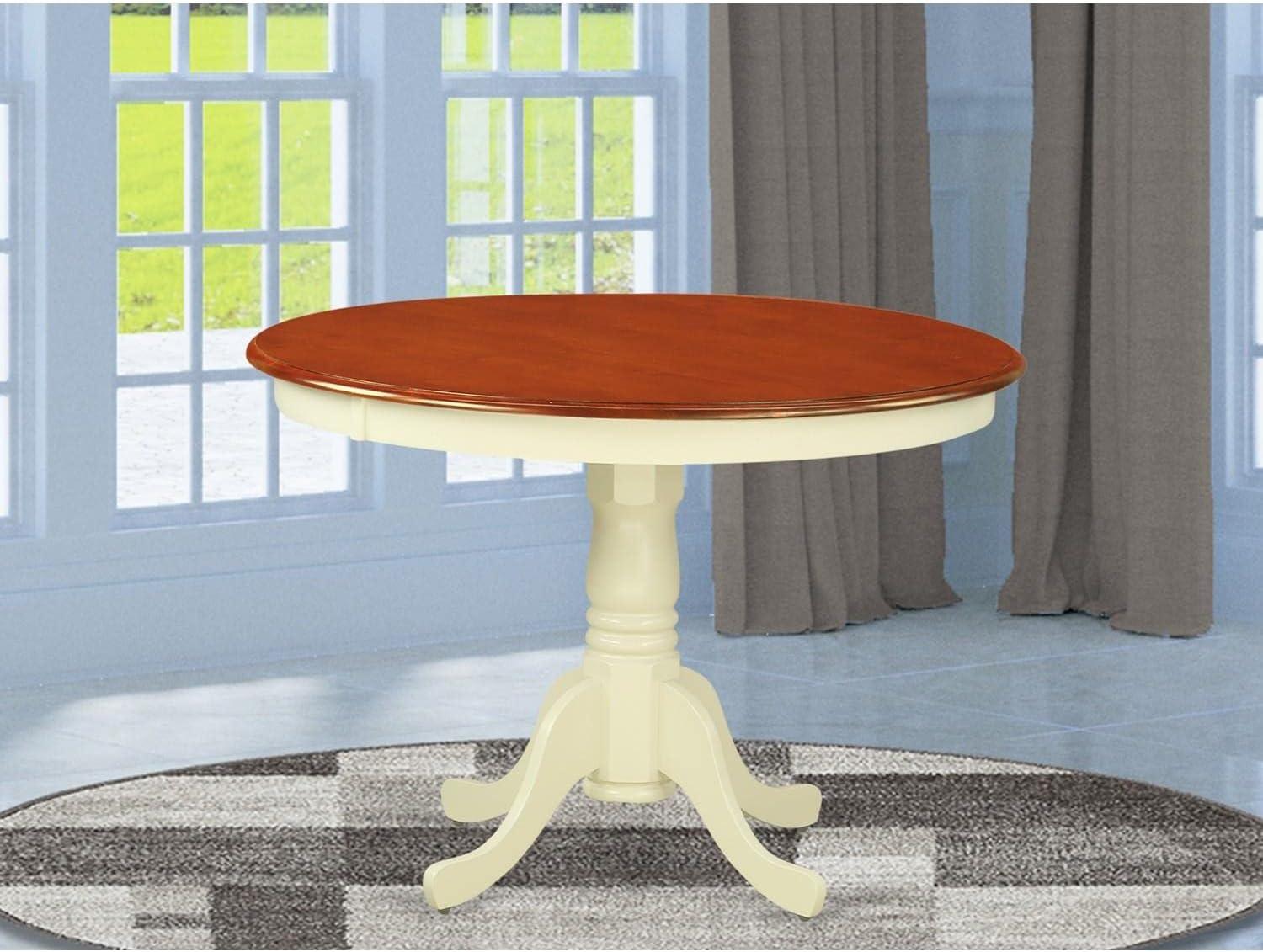 East West Furniture HLT-BMK-TP Round Hartland Table, Linen White - 42 in.