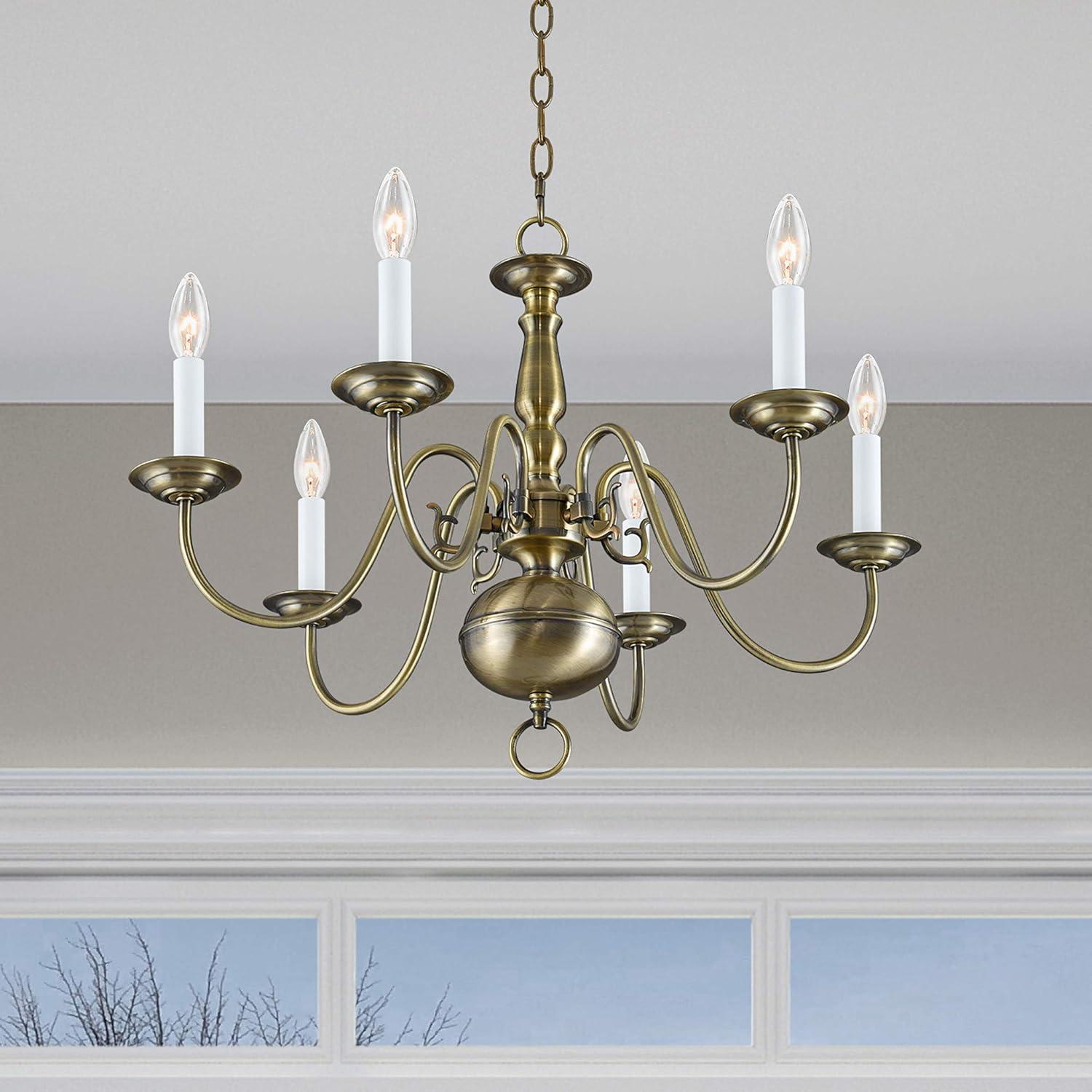 Livex Lighting Williamsburgh 6 - Light Chandelier in  Antique Brass