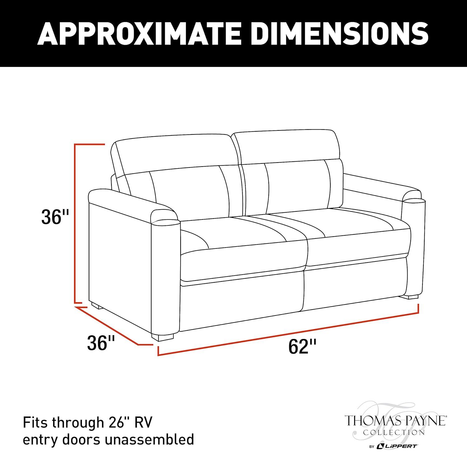 Thomas Payne 62" Tri-Fold Sofa for 5th Wheel RVs, Travel Trailers and Motorhomes