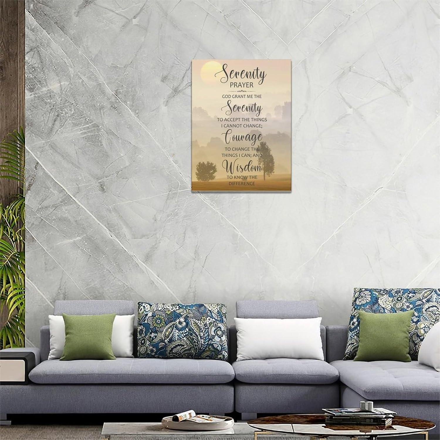 The Serenity Prayer Canvas Wall Art Serenity Prayer Sign Pictures Wall Decor Bible Verse Art God Grant Me Christian Religious Gifts Scripture Artwork for Bedroom Office Living Room 12"x16"