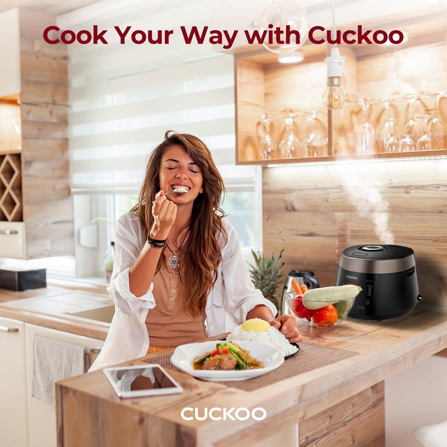 CUCKOO 6-Cup Heating Pressure Rice Cooker and Warmer Bronze/Black: 12 Settings, Automatic Keep Warm, Dishwasher-Safe Parts