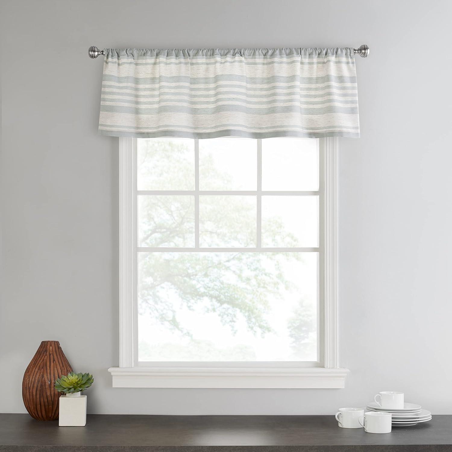 Spa Striped Polyester Rod Pocket Valance