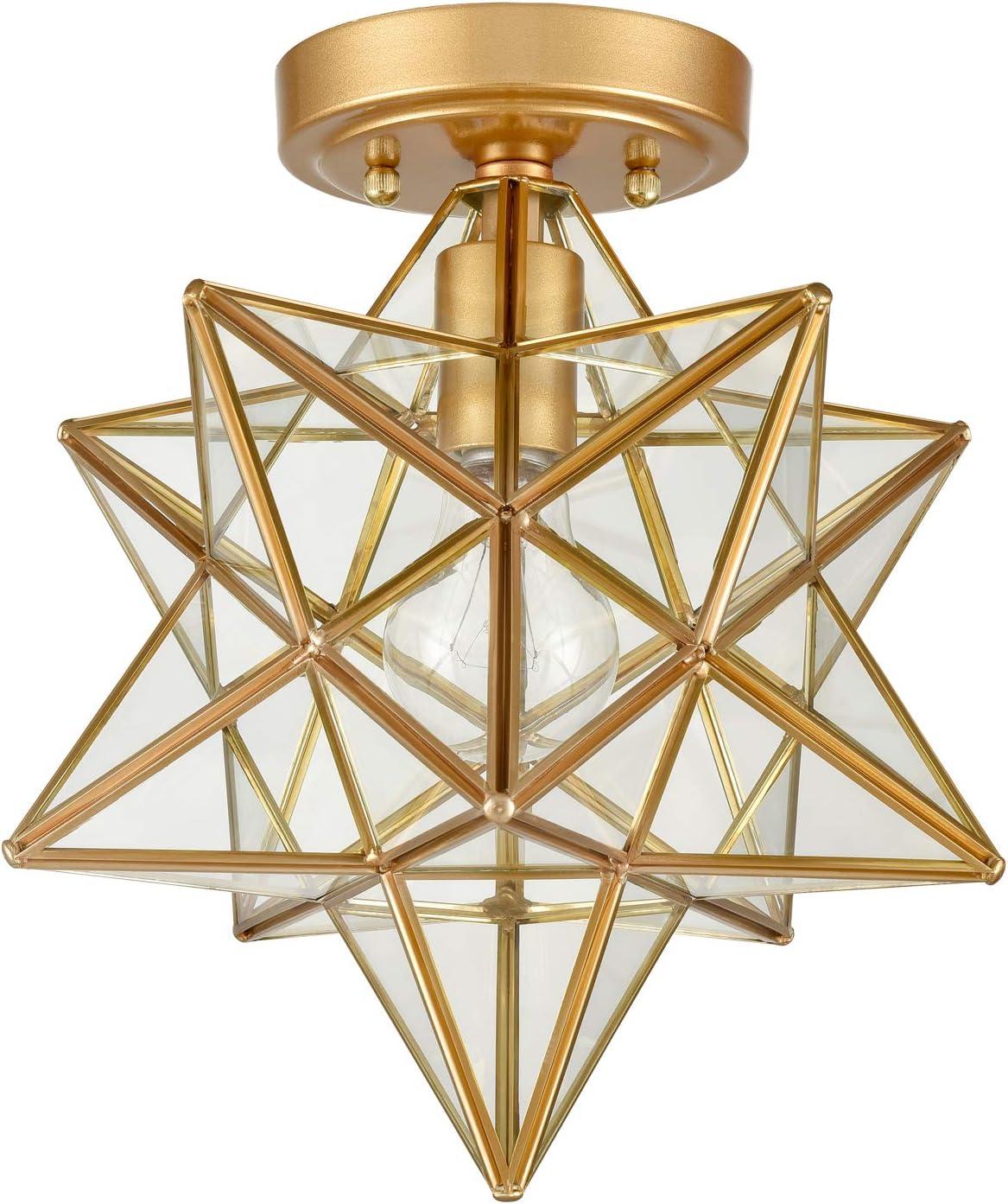 DANSEER Brass Moravian Star Light Flush Mount Ceiling Light with Clear Glass