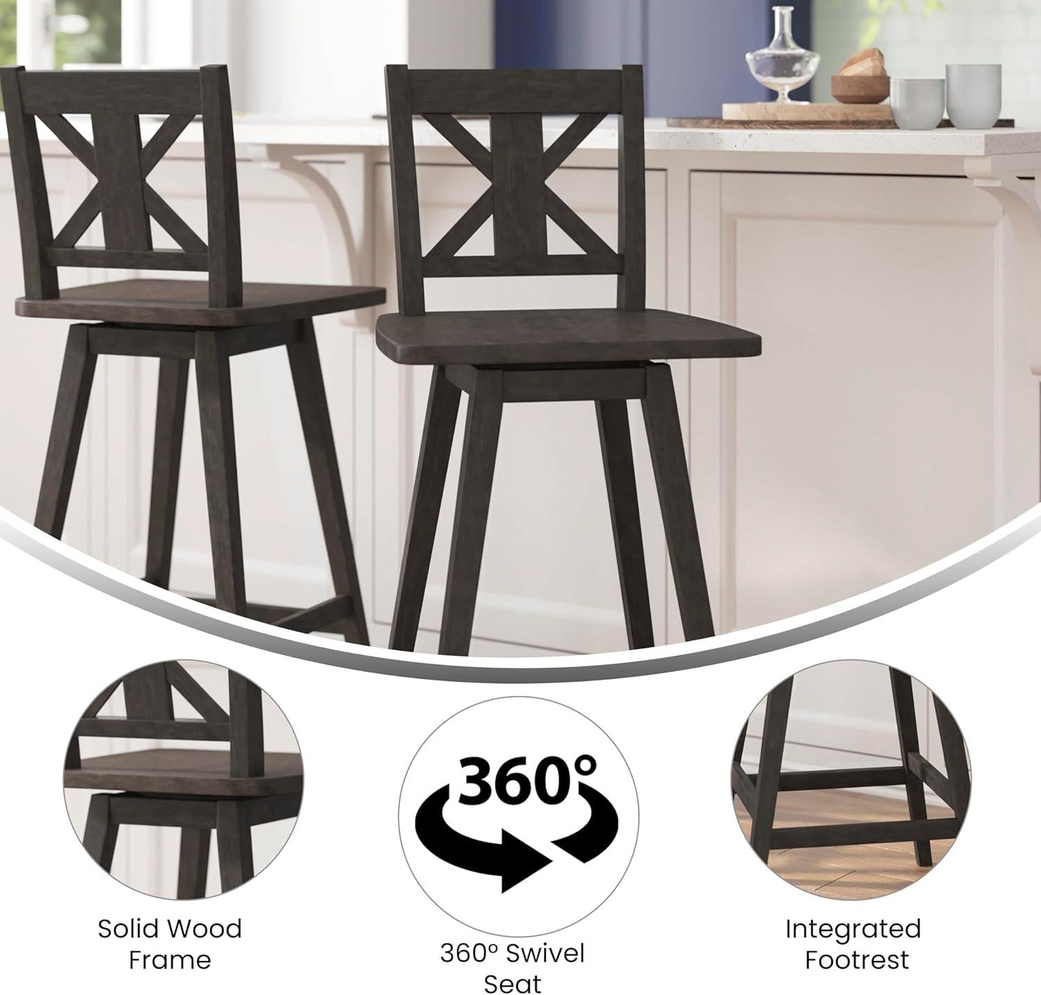 Taylor & Logan Bakersville Modern Farmhouse Wooden Swivel Bar and Counter Stool