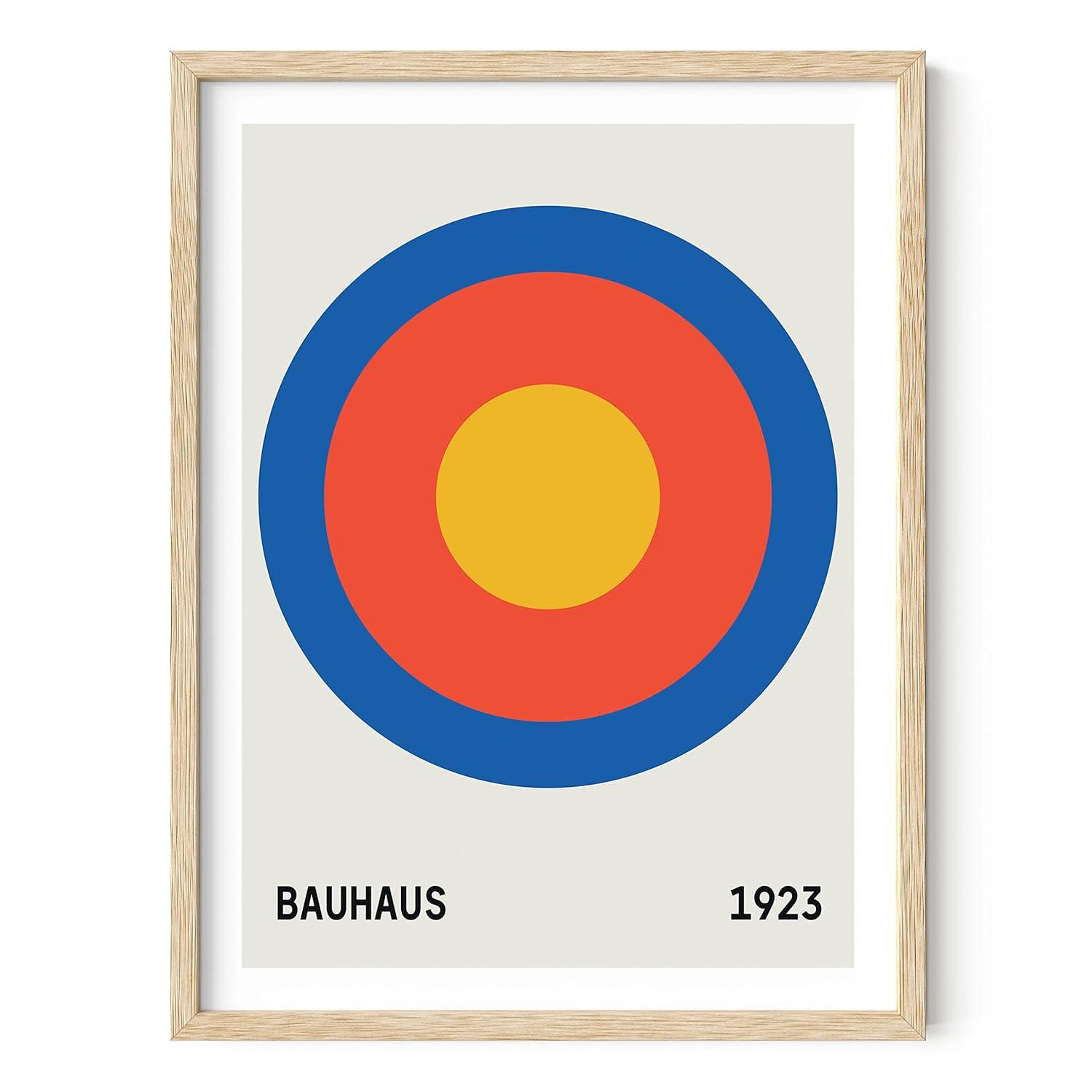 HAUS AND HUES Bauhaus Wall Art - Framed Wall Art for Living Room, Contemporary Wall Art, Bauhaus Poster, Geometric Wall Art, Famous Prints Vintage Wall Art, Colorful Wall Art (Beige Framed, 12x16)