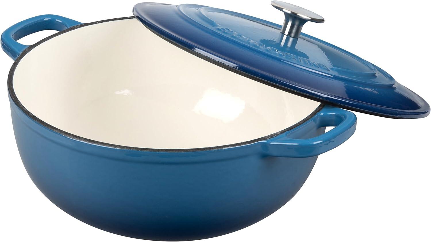 Slate Blue Enameled Cast Iron 5 Quart Dutch Oven with Lid