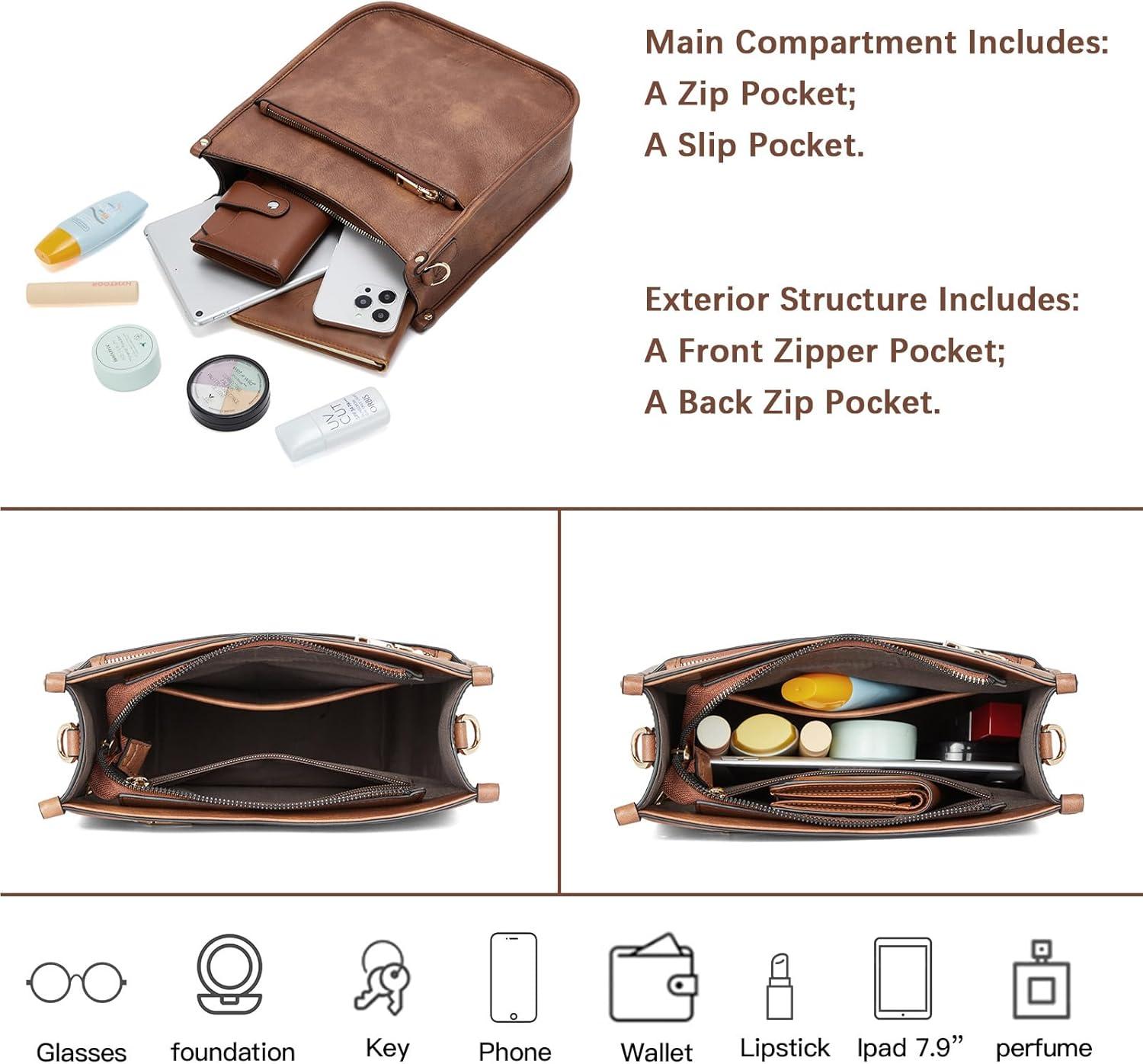Telena Crossbody Purses for Women Trendy Vegan Leather Purses Bucket Hobo Bags Handbags with Adjustable Guitar Strap