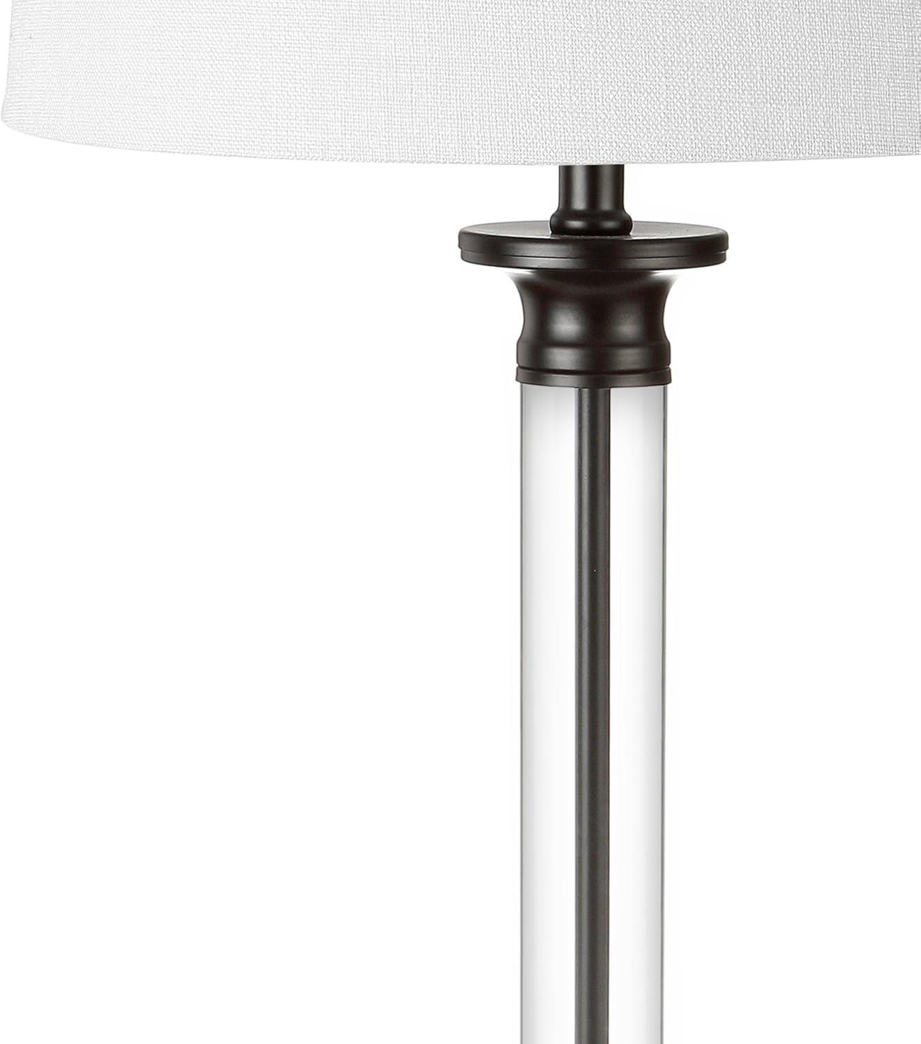 Mason 30" Glass and Metal LED Table Lamp, Black/Clear (Set of 2)