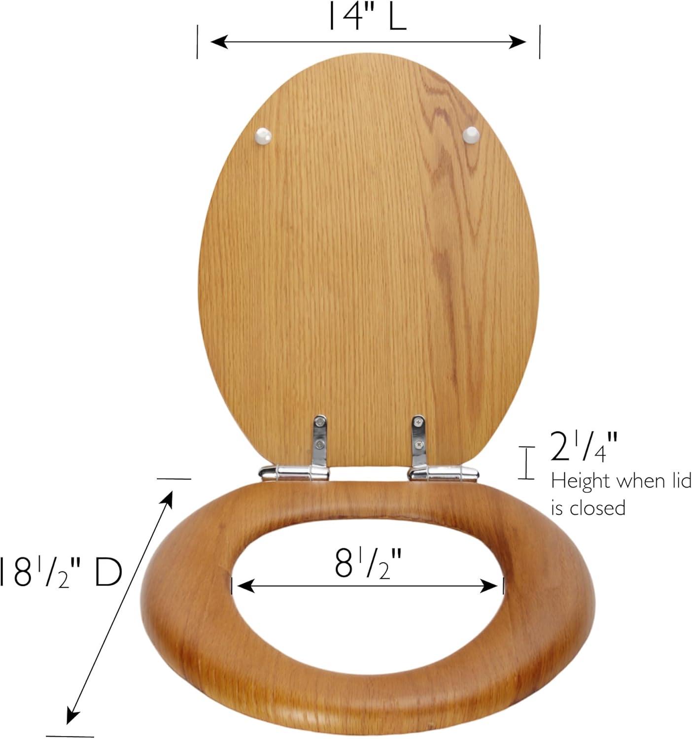 Honey Oak Elongated Soft Close Wood Toilet Seat