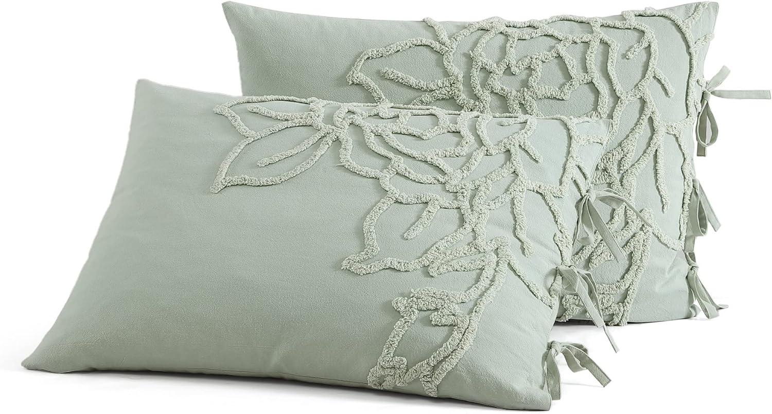 Peri Home 3pc King Chenille Rose Comforter Set Green: Bedding, Floral Pattern, Machine Washable
