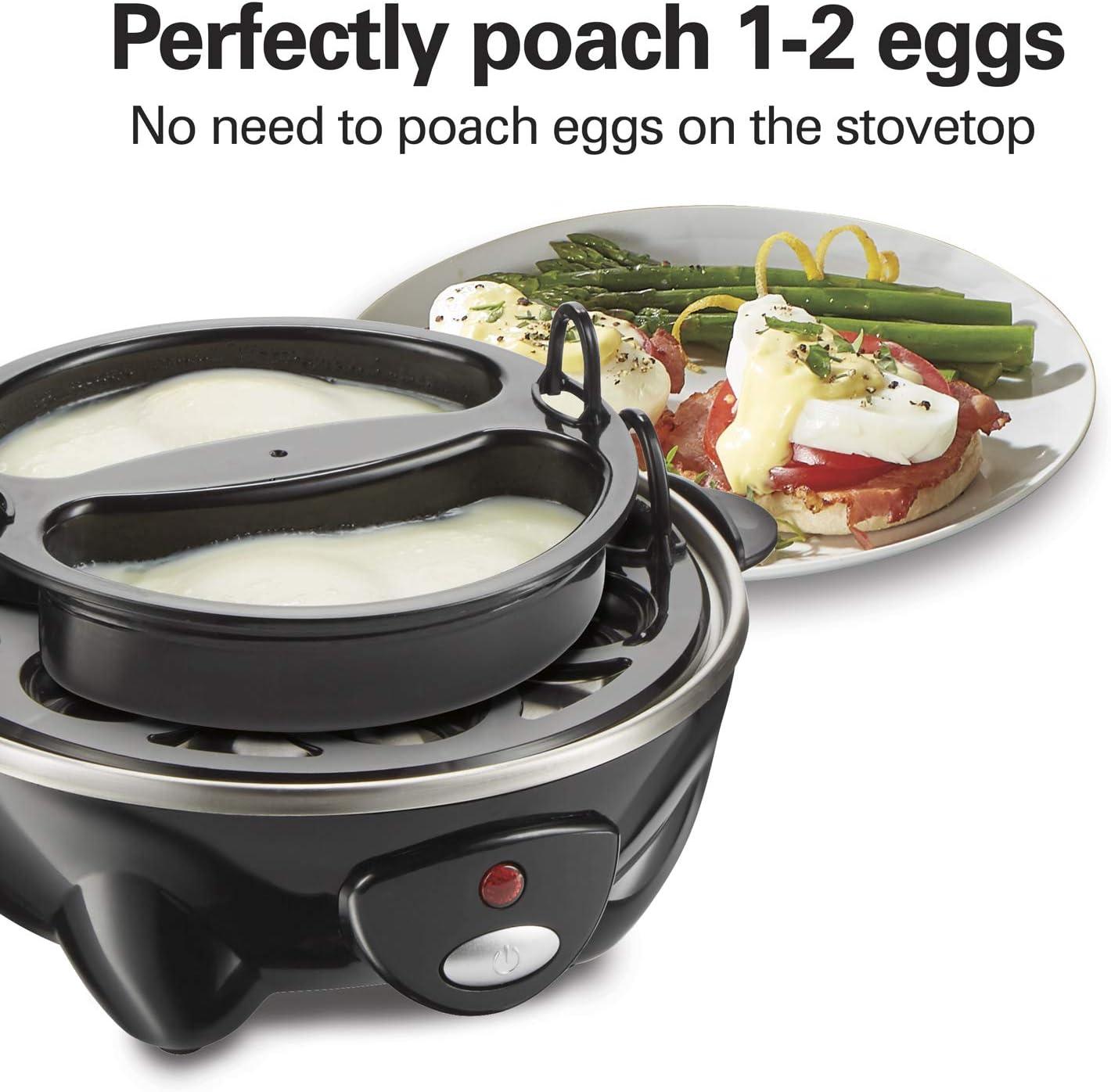 Hamilton Beach Rapid 14 Egg Cooker 25508: Electric Egg Boiler & Steamer, Hard Boiled & Poacher, 300W, Black