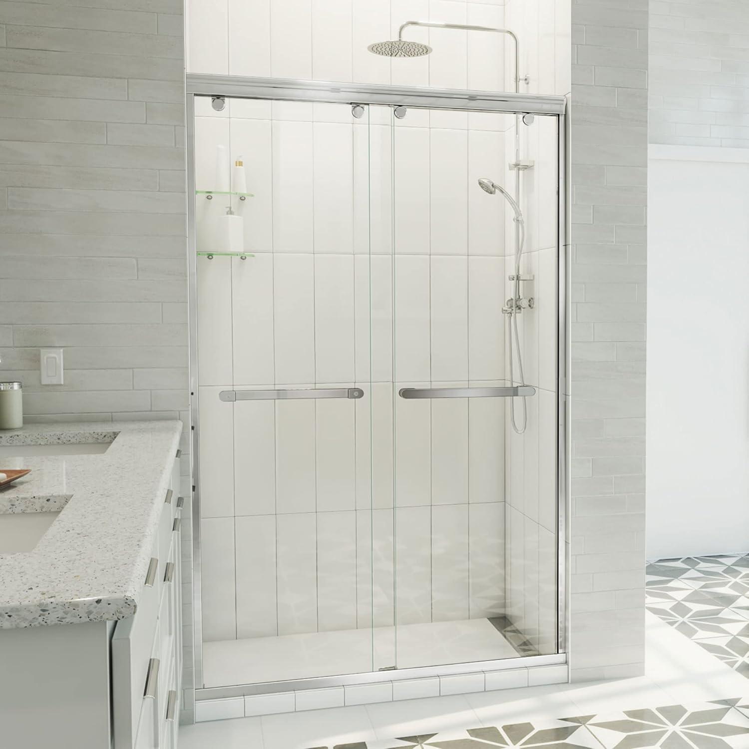 Charisma-X 44" W x 76'' H Bypass Semi-Frameless Shower Door with ClearMax Glass Treatment Technology