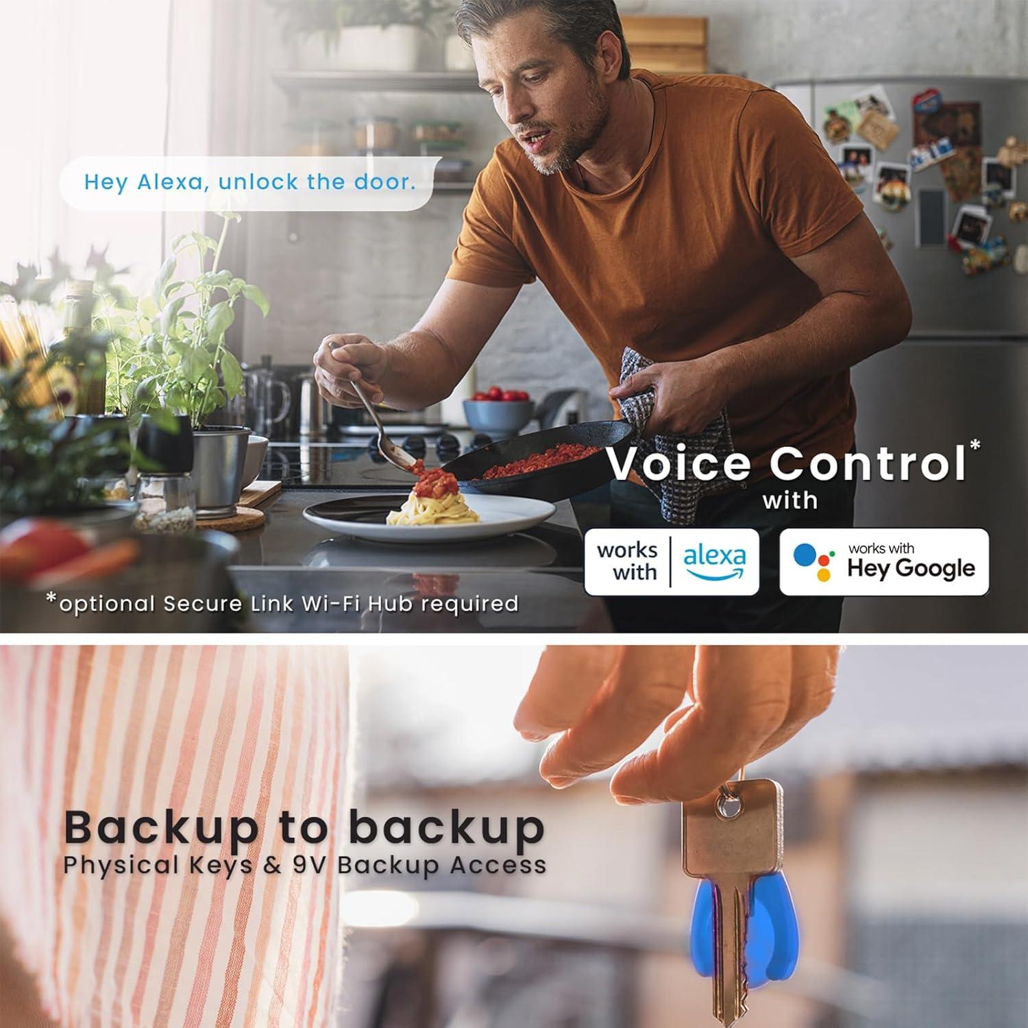 Lockly Smart Lock Model 6S, Bluetooth Smart Door Lock, Keyless Entry Door Lock, Touchscreen Keypad, App Control, eKeys and Offline Access Code, Auto Lock - Satin Nickel