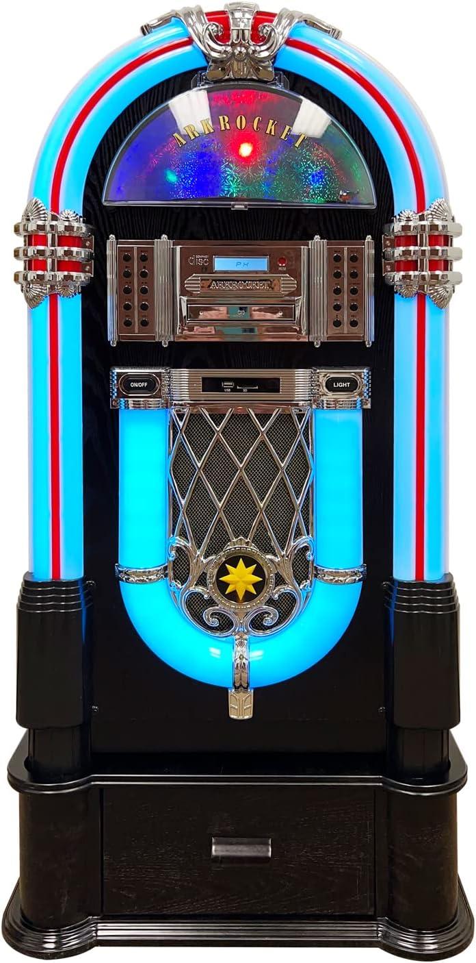 Arkrocket Taurus Jukebox Vinyl Record Player Bluetooth USB SD CD Player Radio Retro Turntable Classic Jukebox (Taurus - Classic)