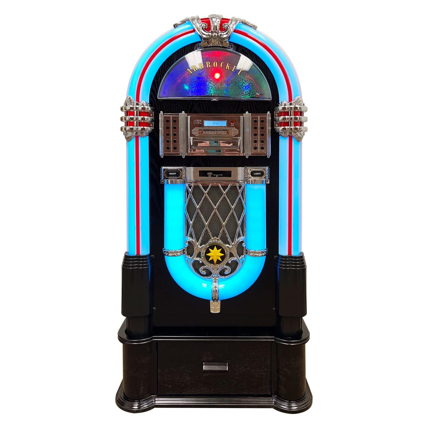 Arkrocket Taurus Jukebox Vinyl Record Player Bluetooth USB SD CD Player Radio Retro Turntable Classic Jukebox (Taurus - Classic)