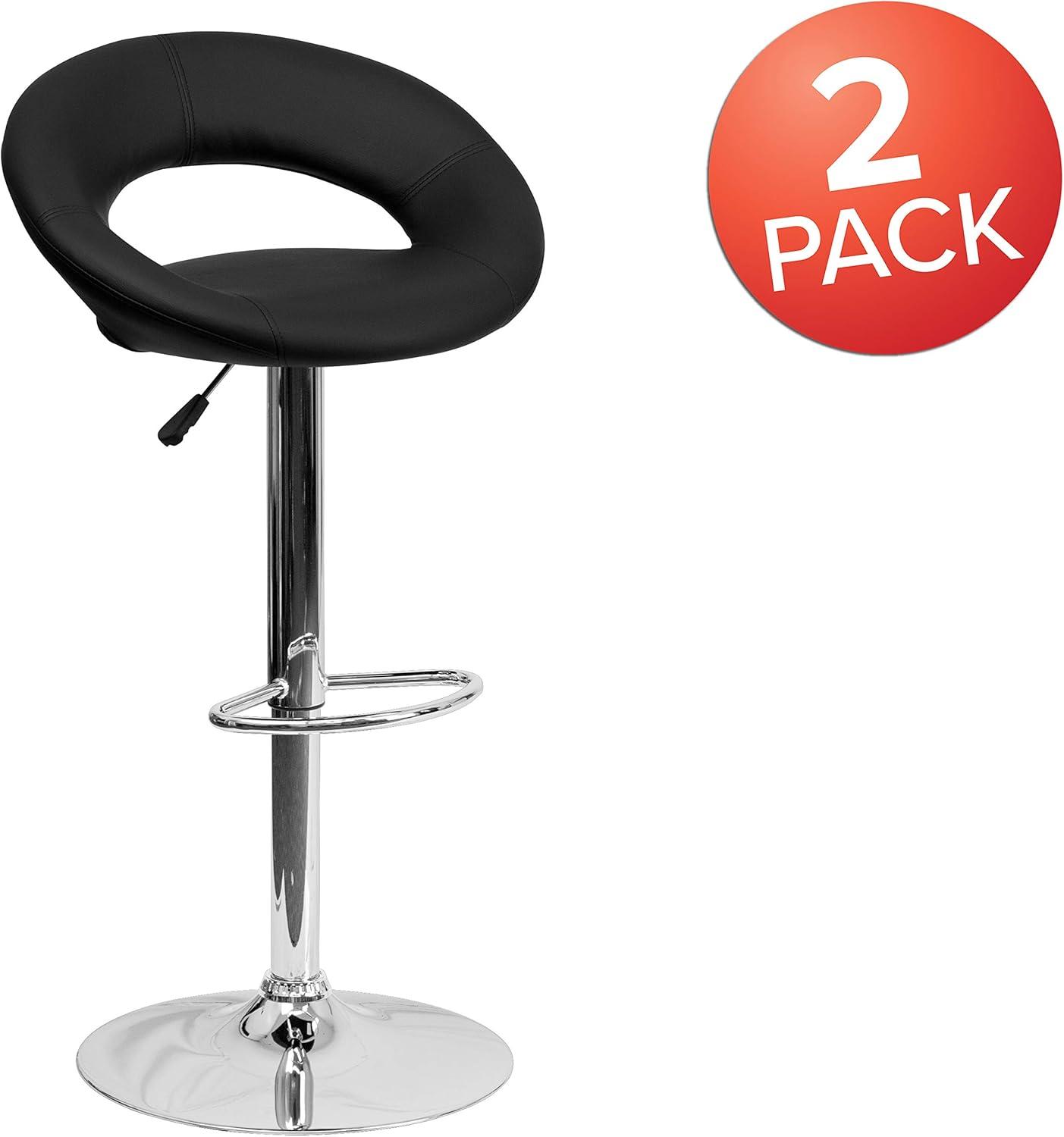 Flash Furniture Contemporary Vinyl Rounded Orbit-Style Back Adjustable Height Barstool with Chrome Base