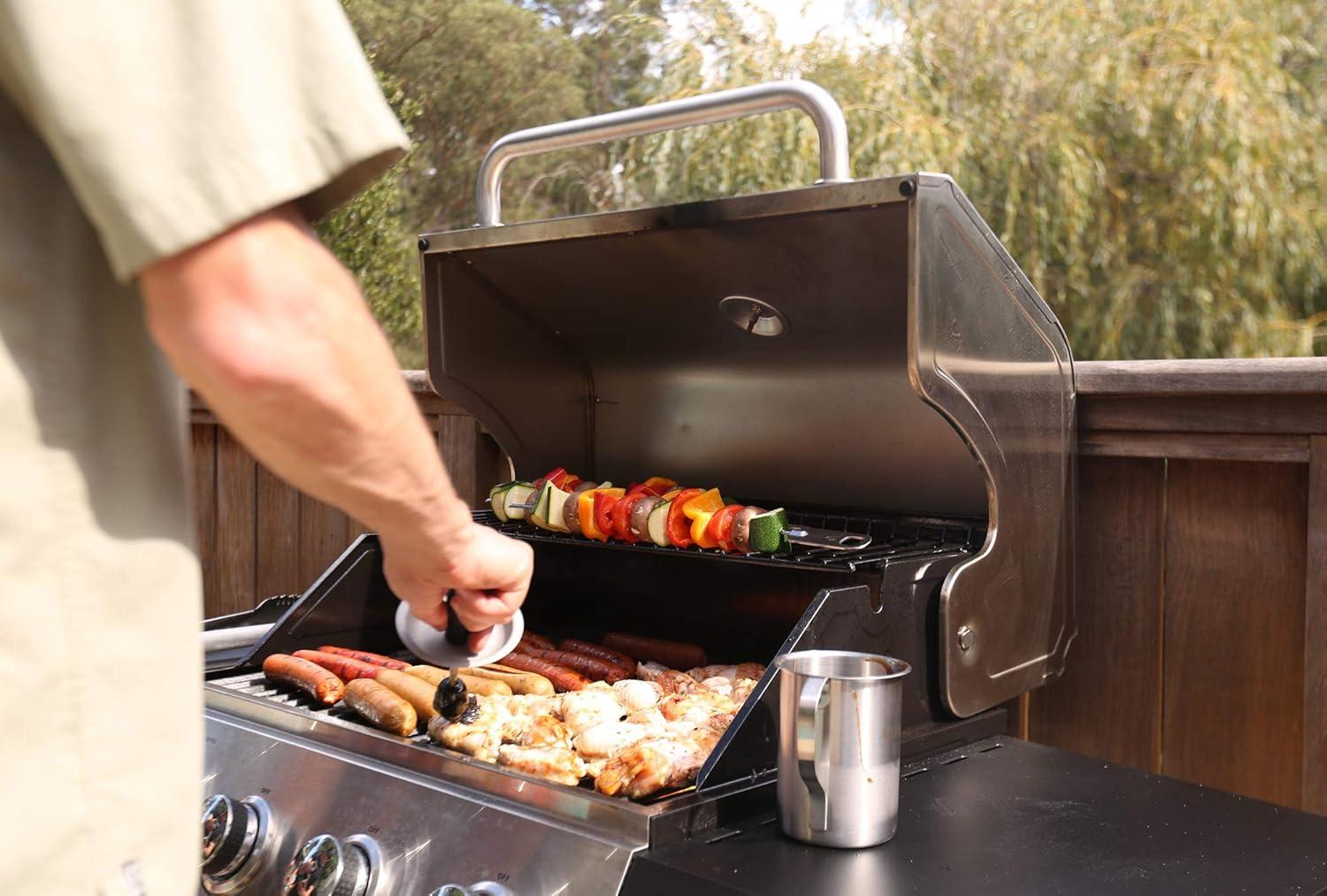 Stainless Steel Four-Burner Propane Gas Grill with Warming Rack